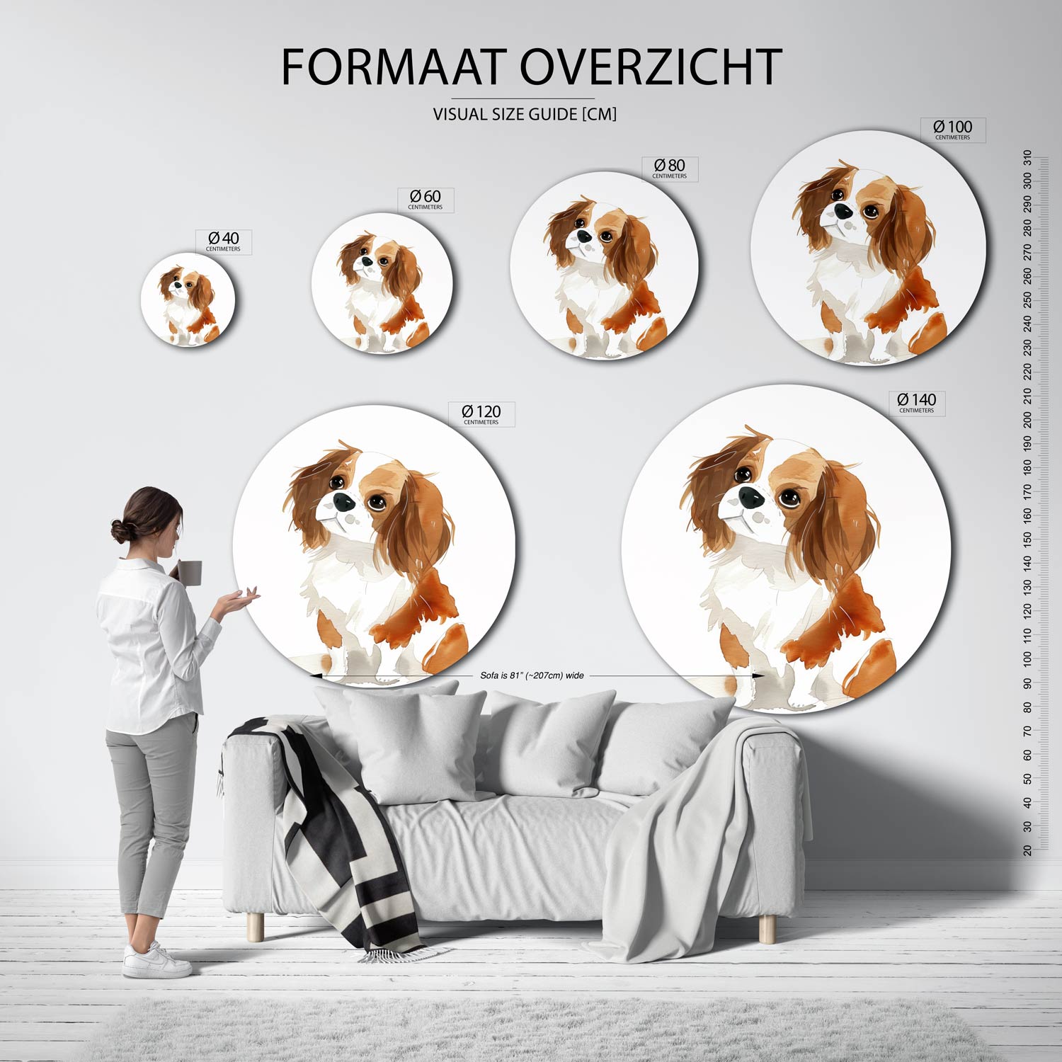 Hond met bruine vlekken Muurcirkel