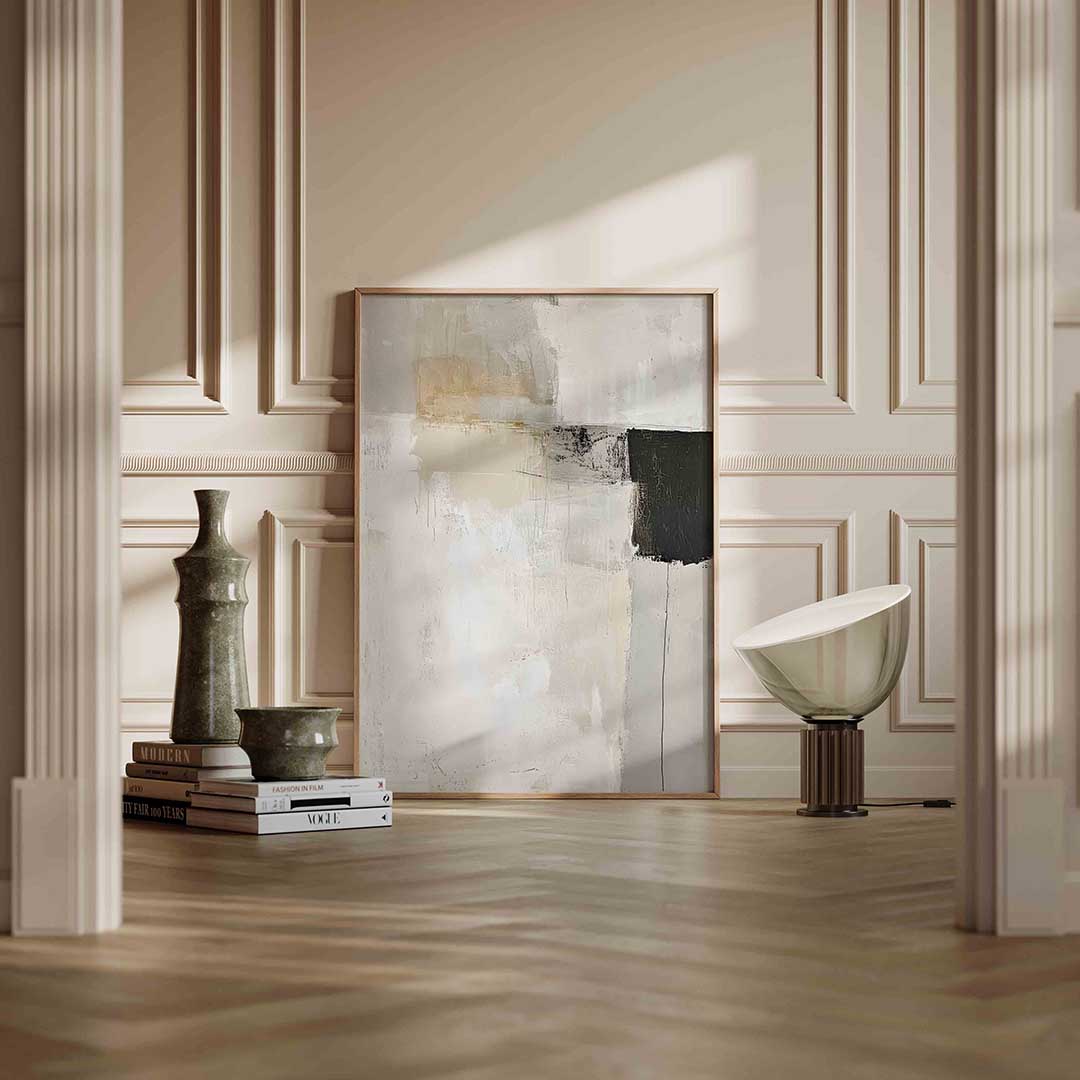Abstracte beige en zwarte Poster