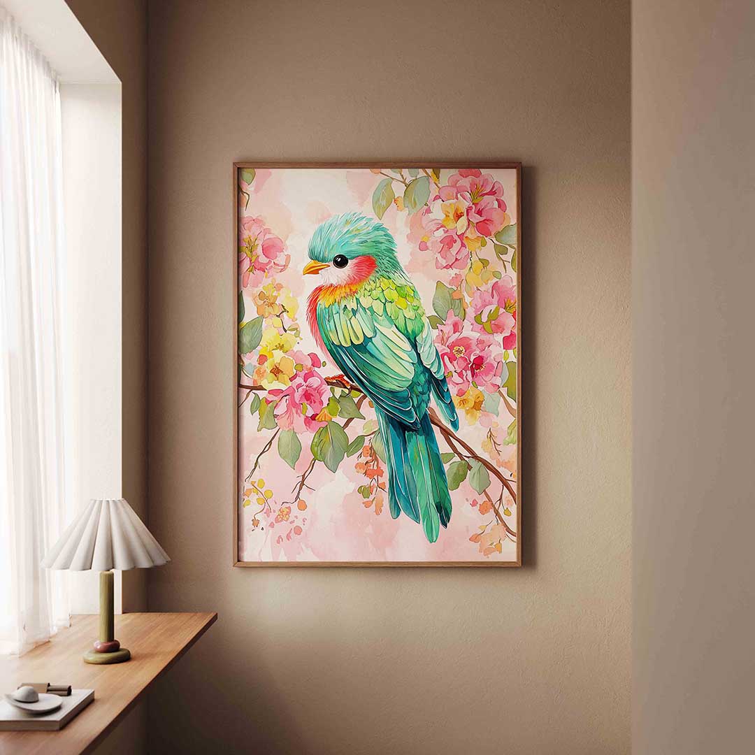 Vogel en bloemen Poster