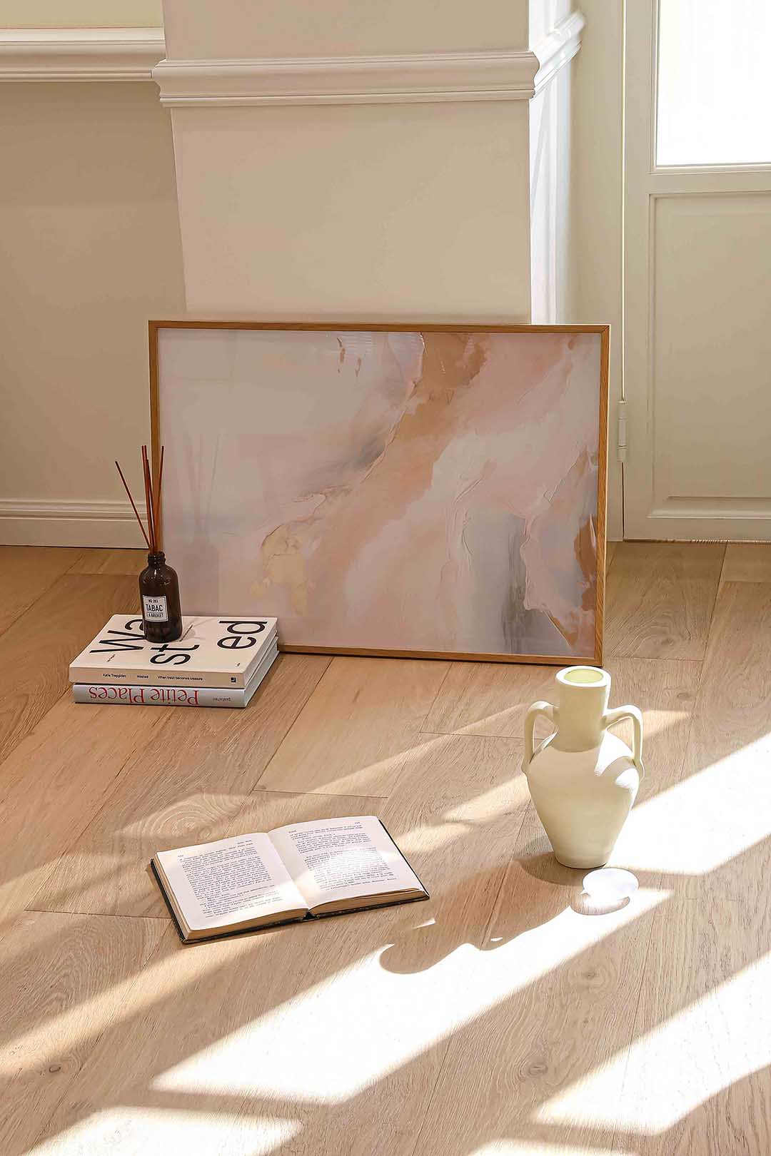 Abstracte beige en roze Poster