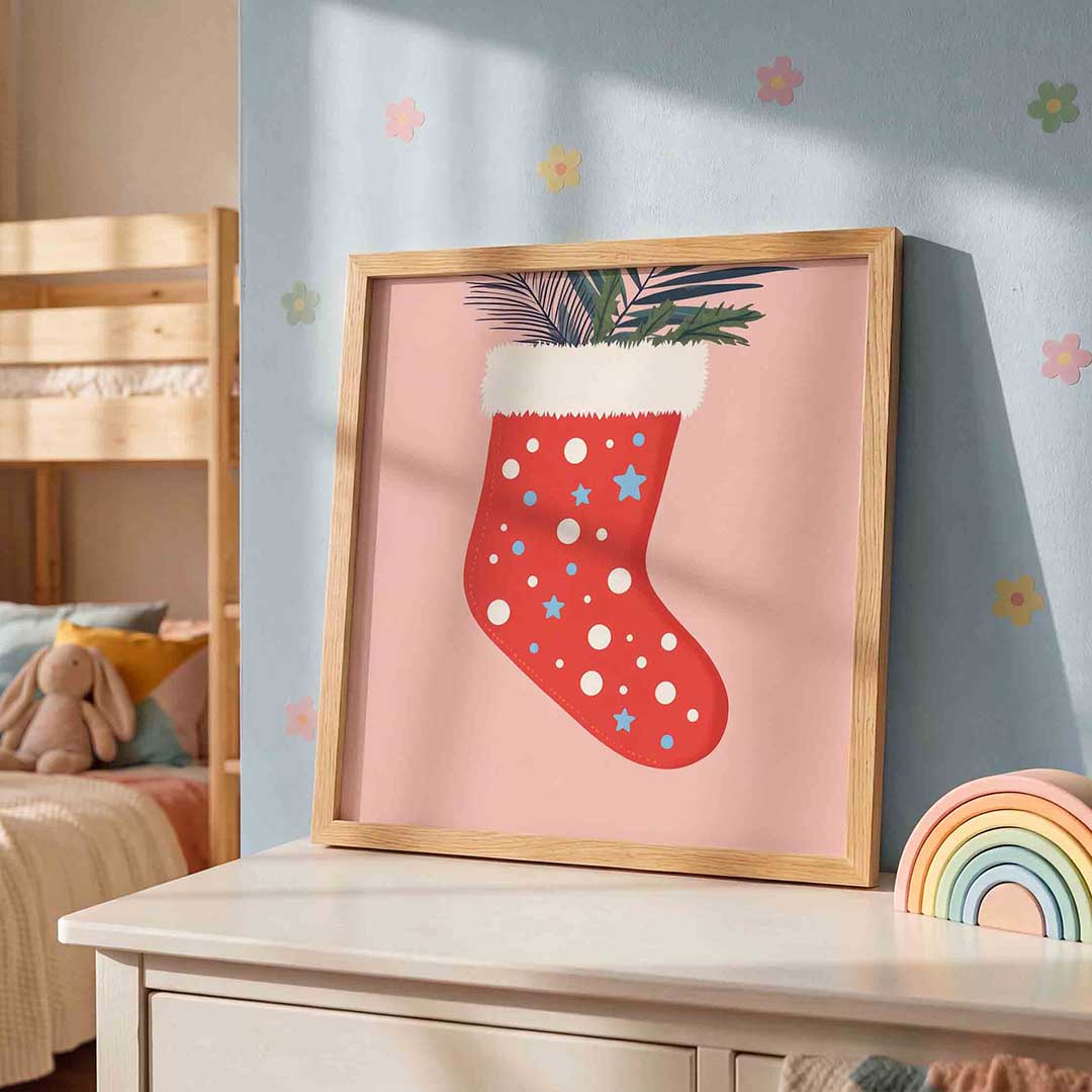 Kerstsok met sterren en stippen Poster