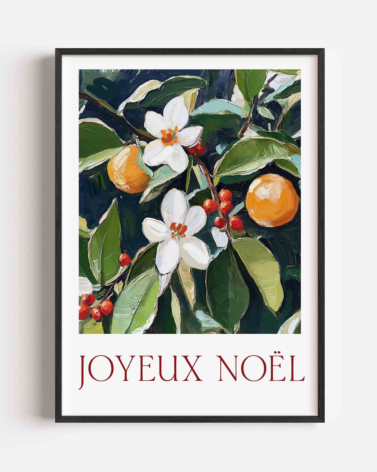 Joyeux noël bloemen en fruit Poster