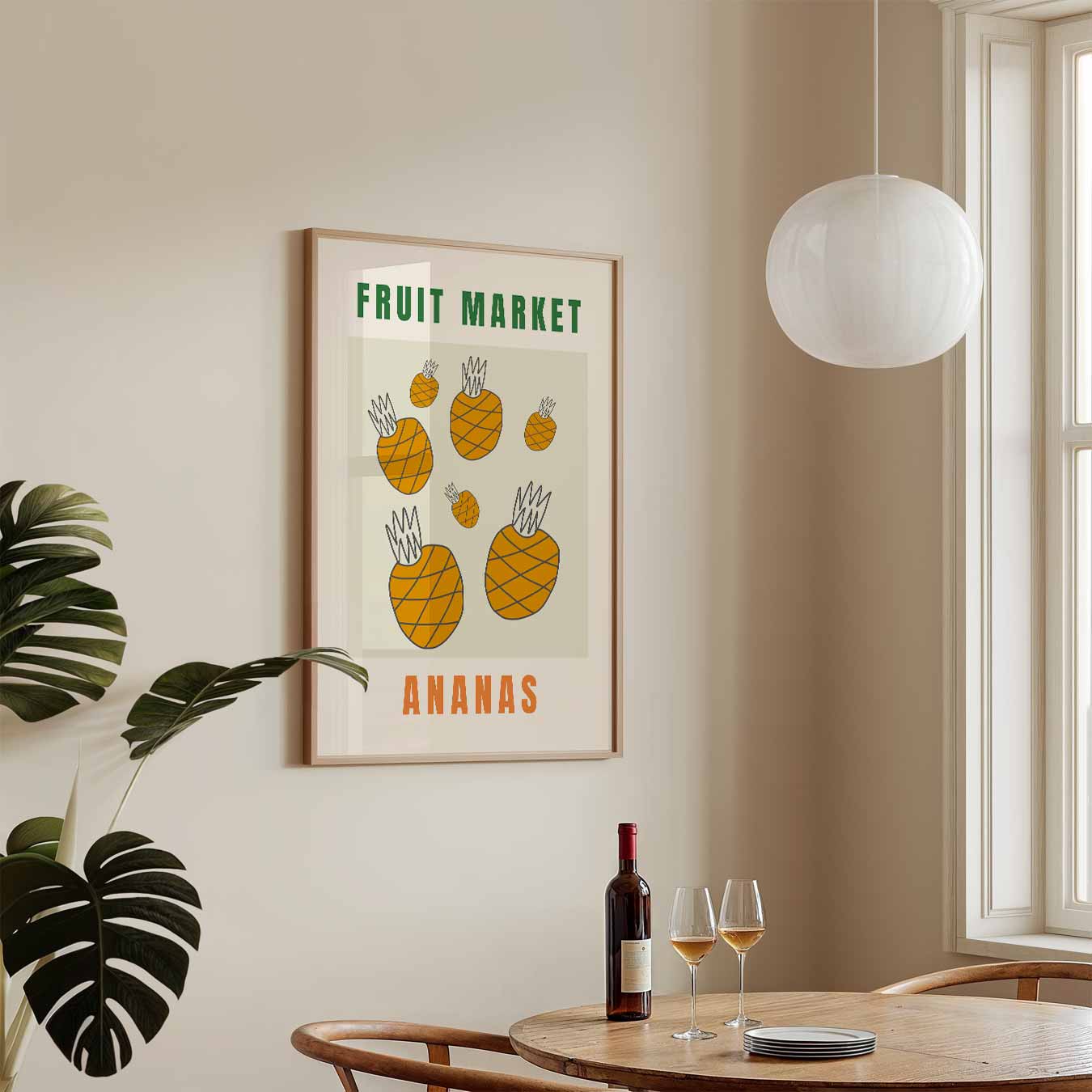 Vrolijke Fruitmarkt Ananas Poster-WallArtistic