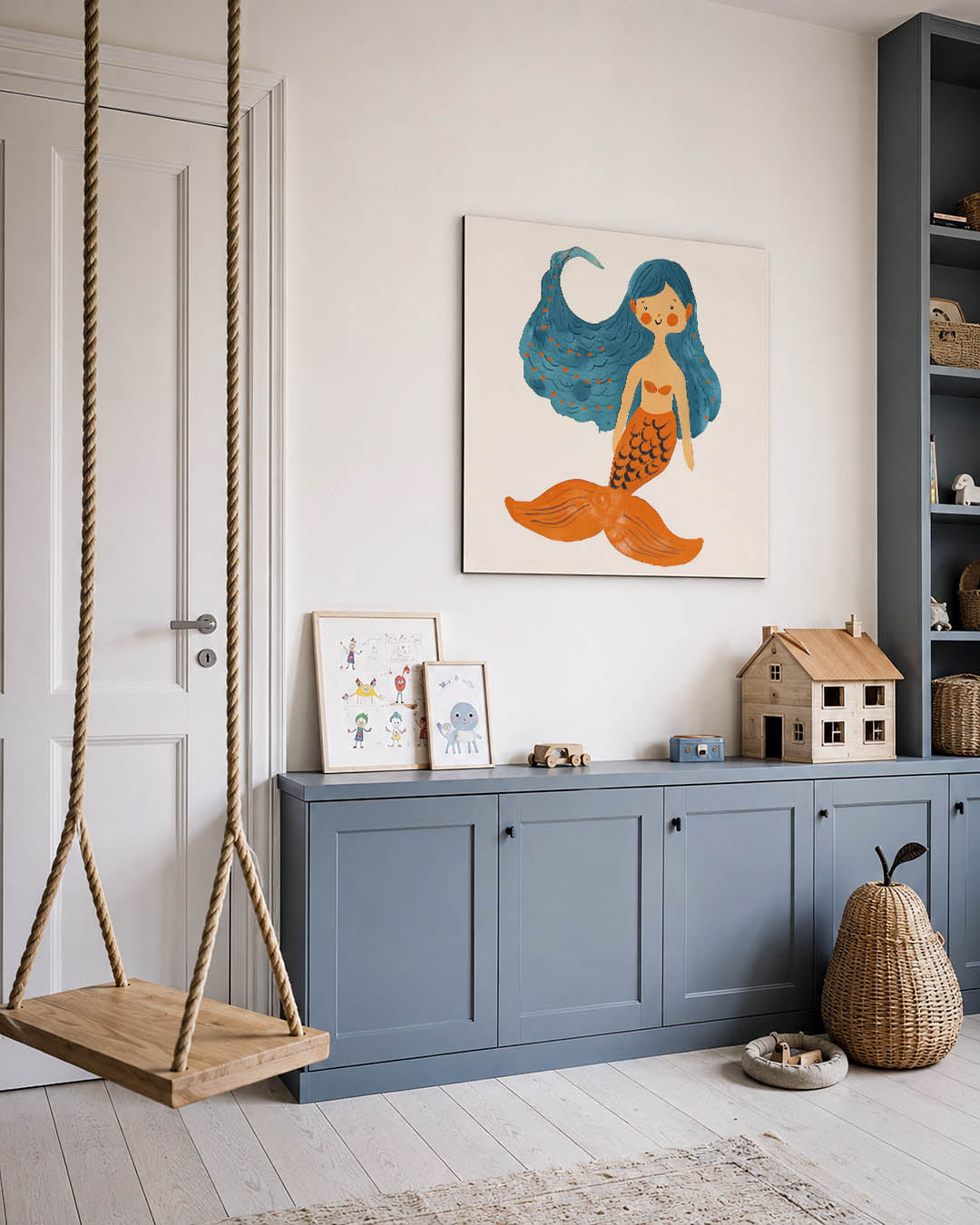 Vrolijke zeemeermin illustratie Kunstwerk
