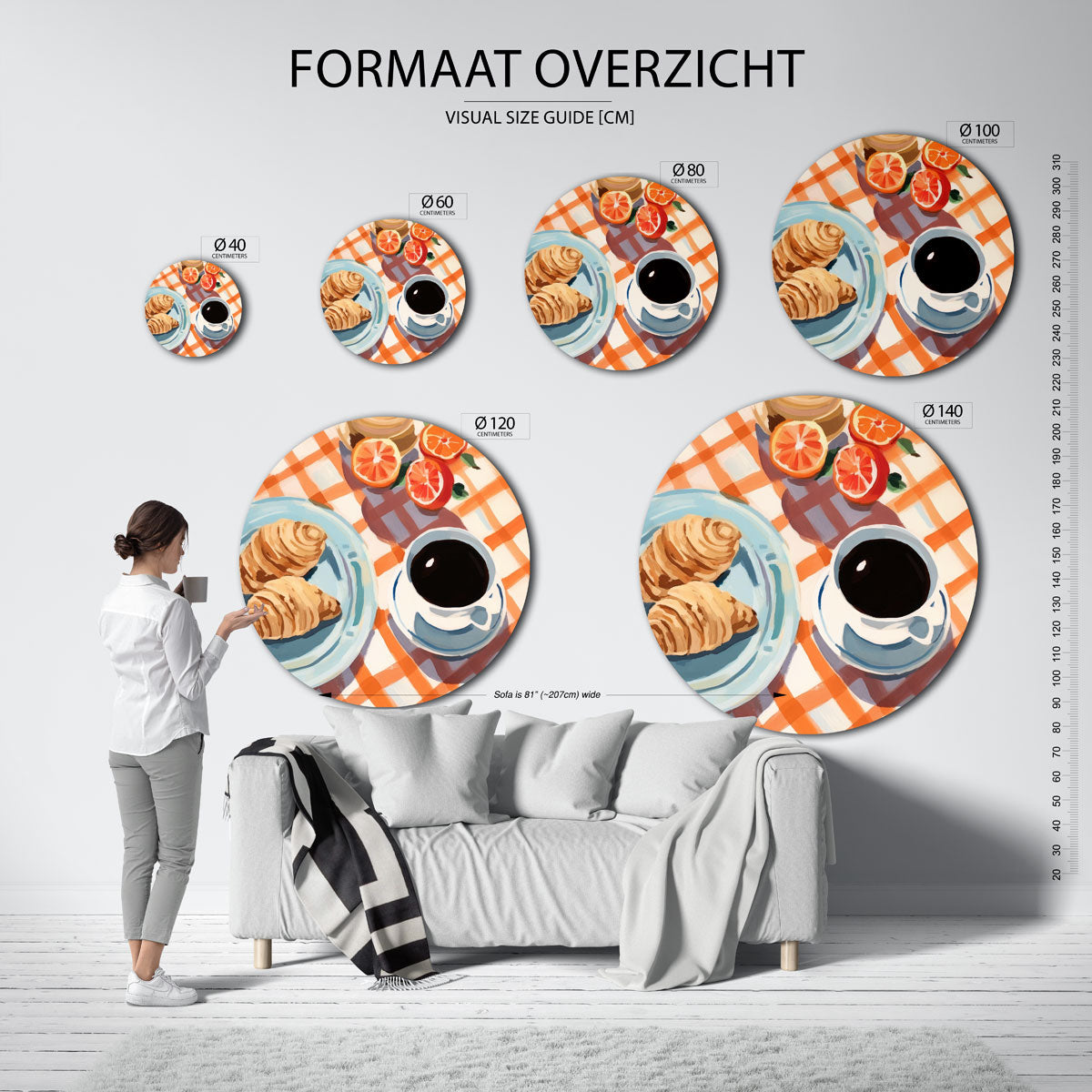 Ontbijt met croissants Muurcirkel
