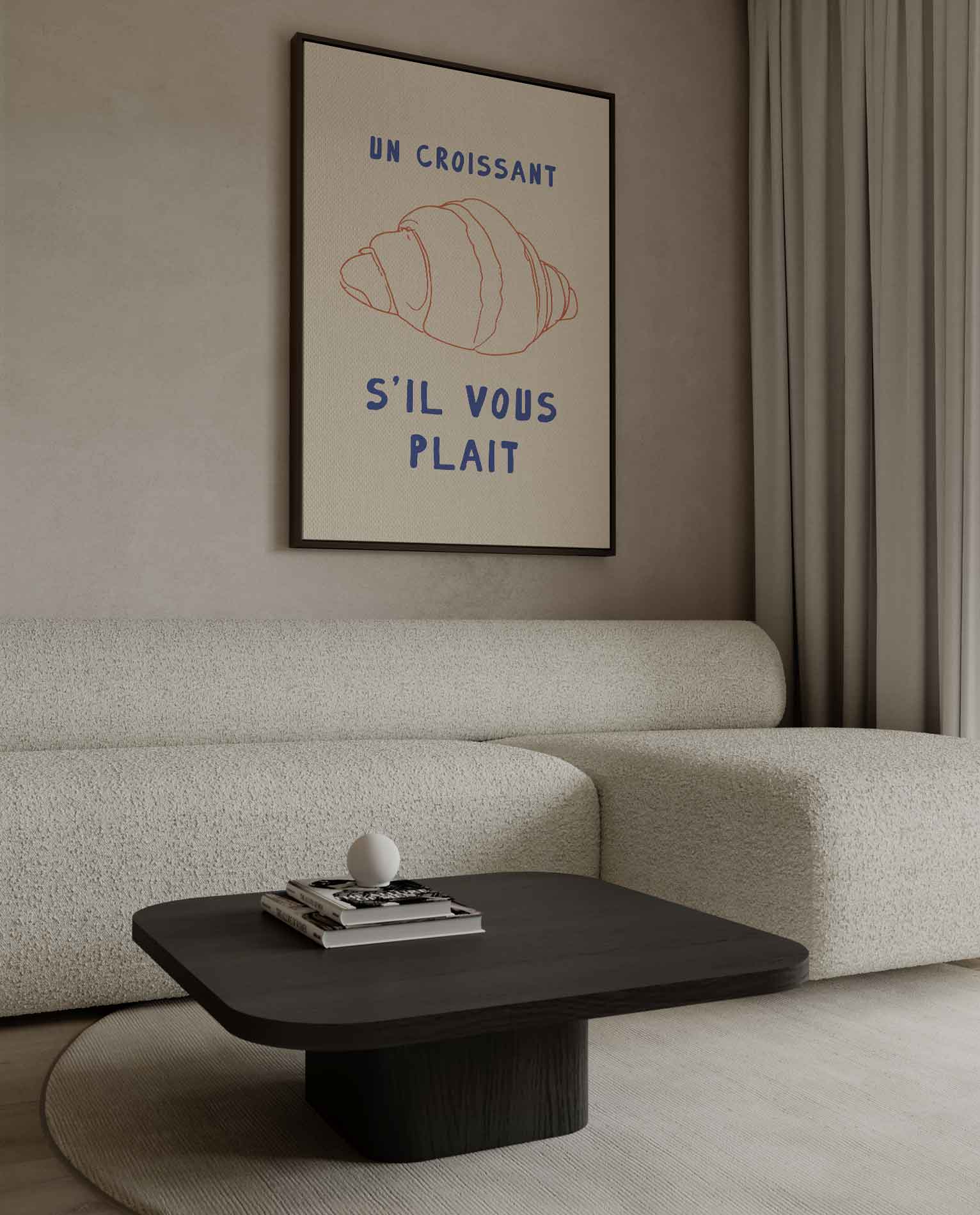 Charmante Croissant Illustratie Kunstwerk-canvas-dibond-plexiglas-wanddecoratie-WallArtistic