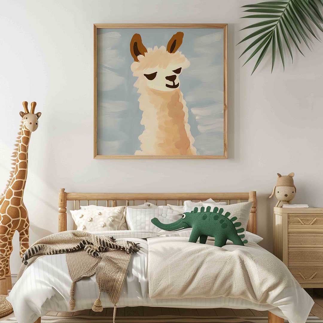 Lama met blauwe achtergrond Poster