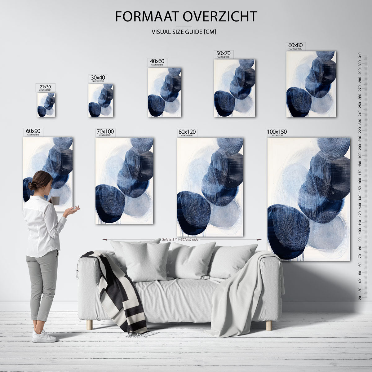 Abstracte blauwe vormen Poster