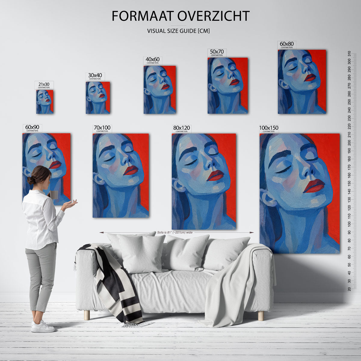 Blauw gezicht Poster