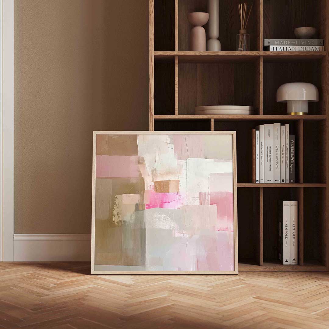 Abstracte roze en beige Poster