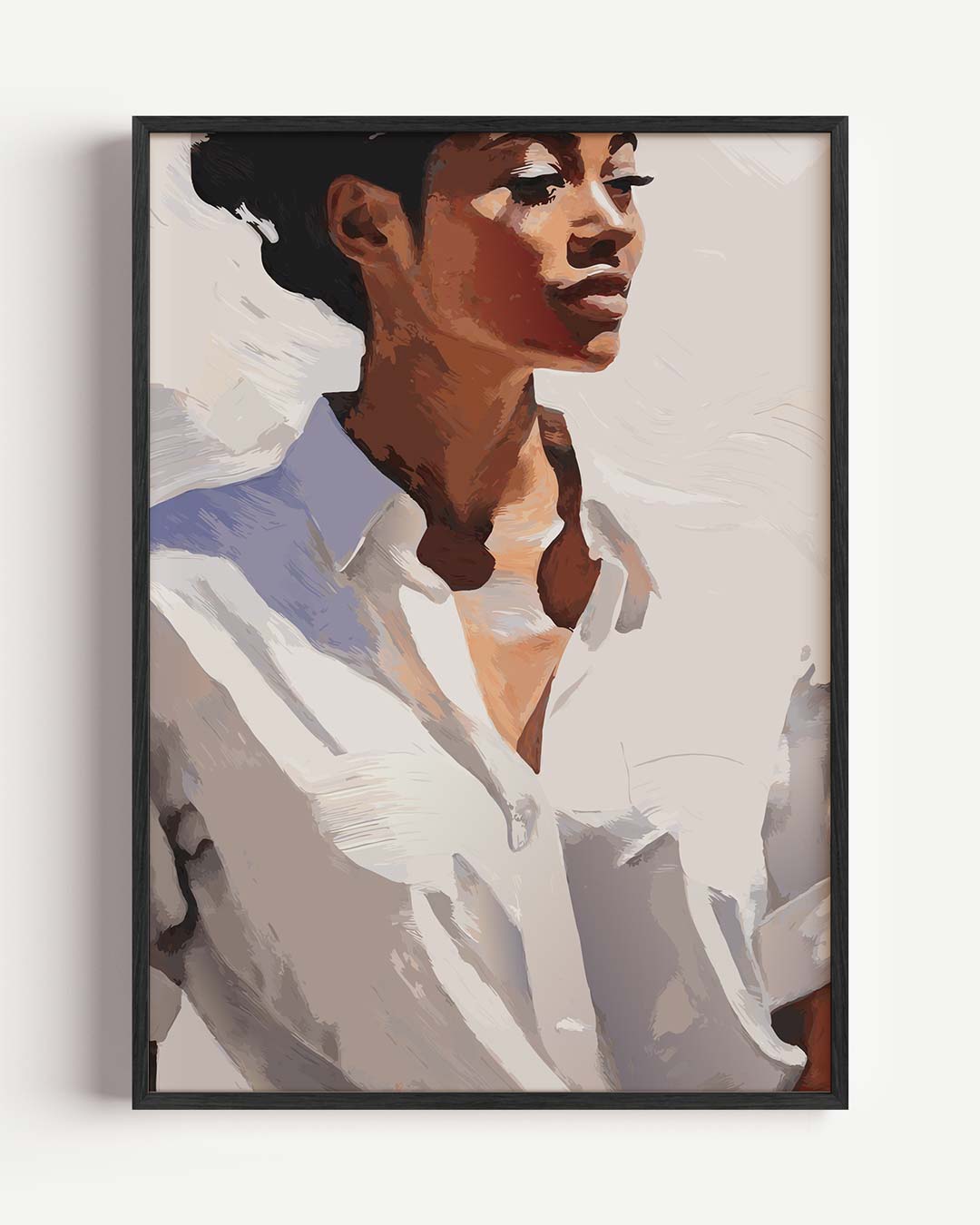 Elegante Vrouw in Witte Blouse Poster-WallArtistic