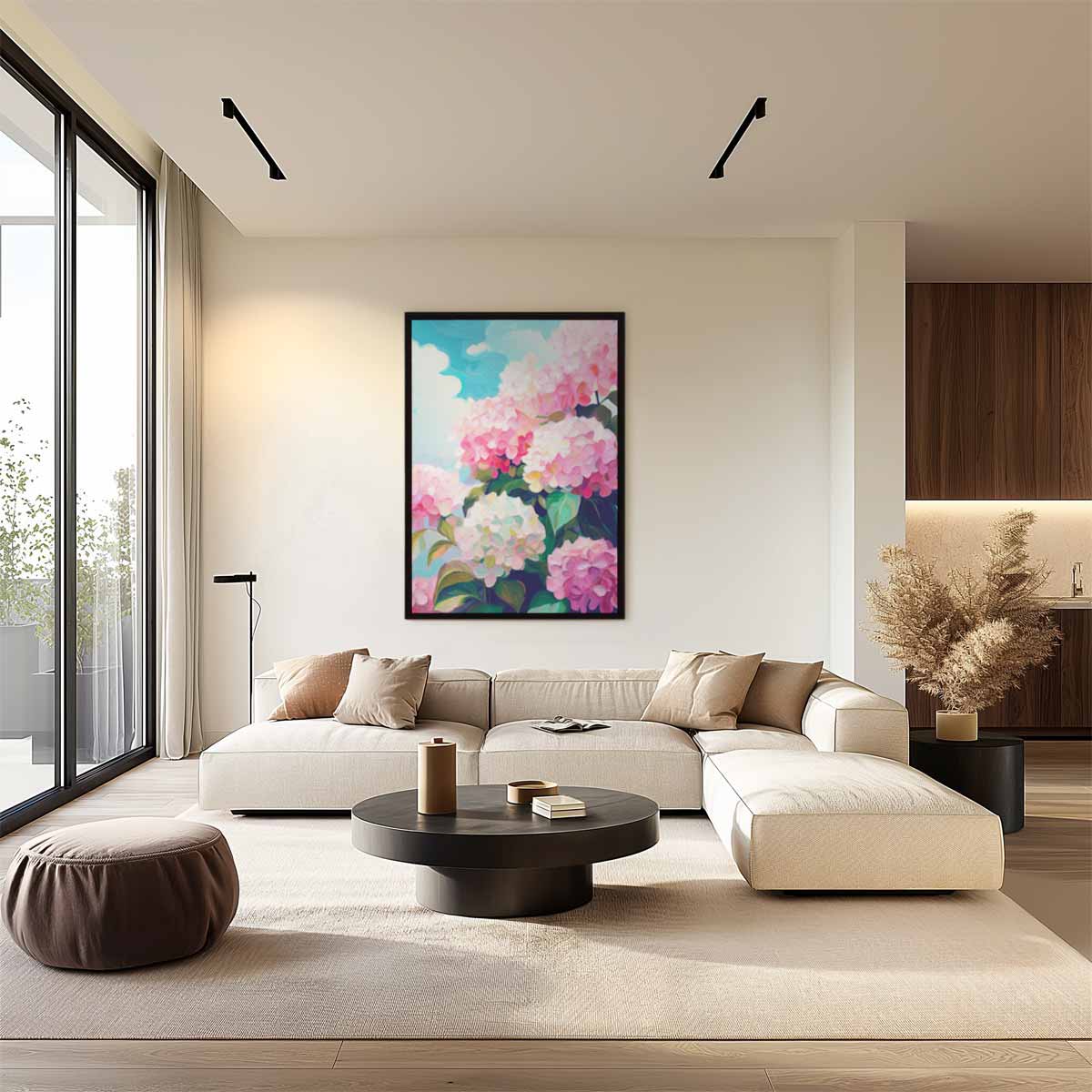 Bloeiende Hortensia's Kunstwerk-canvas-dibond-plexiglas-wanddecoratie-WallArtistic