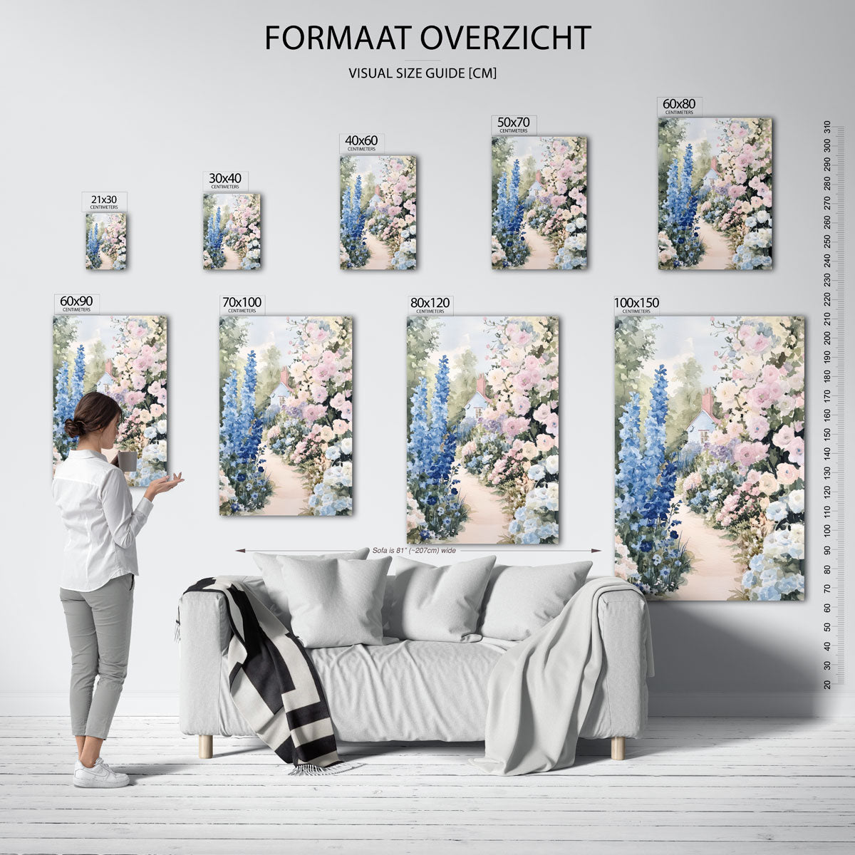 Bloementuin met huisje Poster