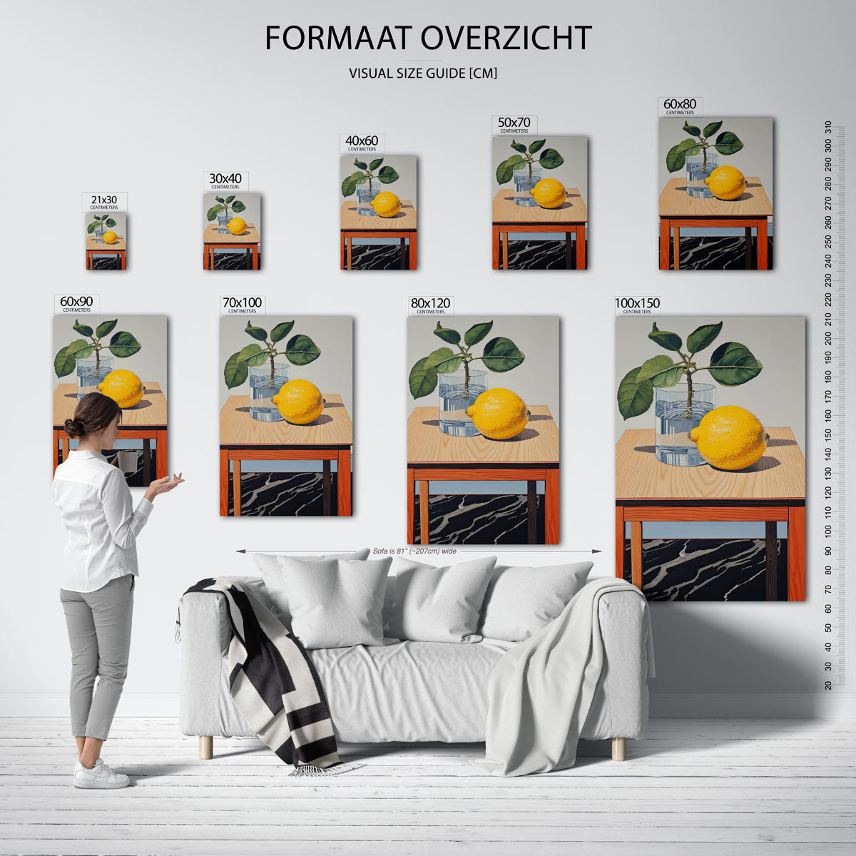 Citroen en plant op tafel Poster