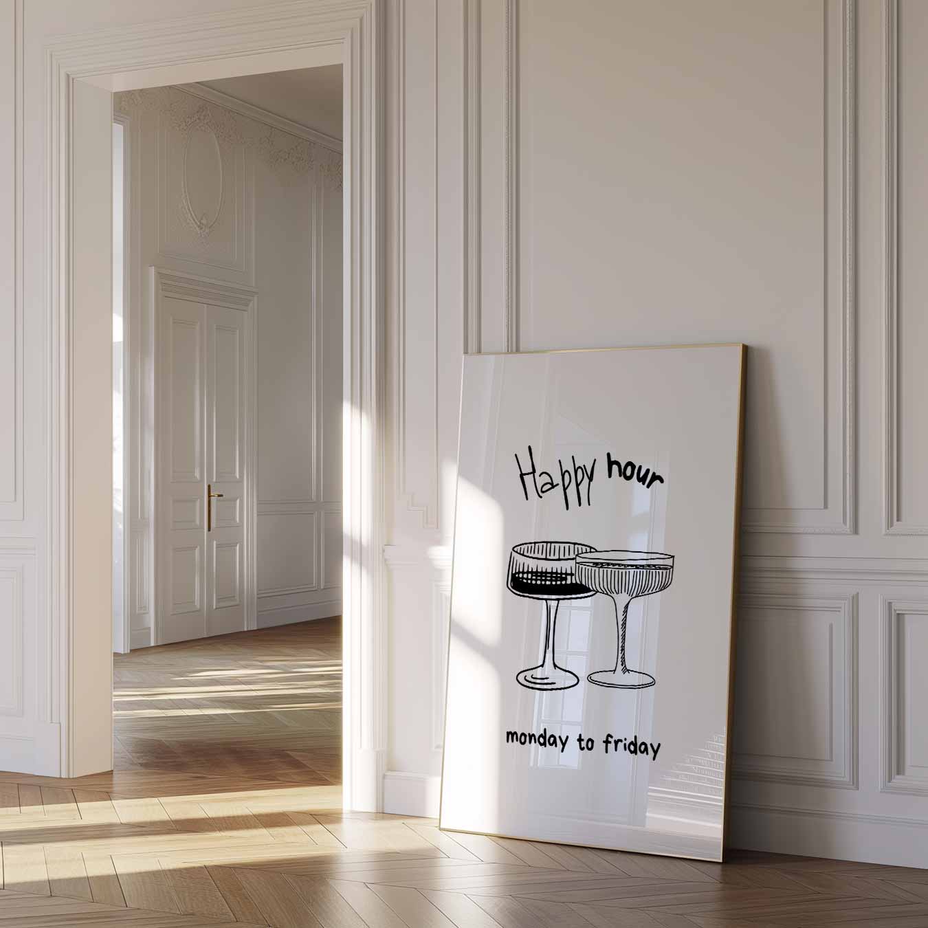 Happy Hour Illustratie Poster-WallArtistic