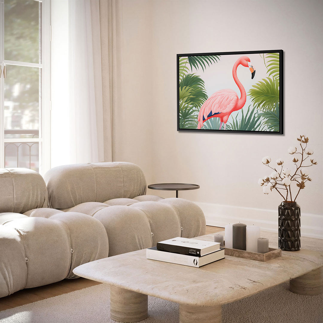 Flamingo en palmen Kunstwerk