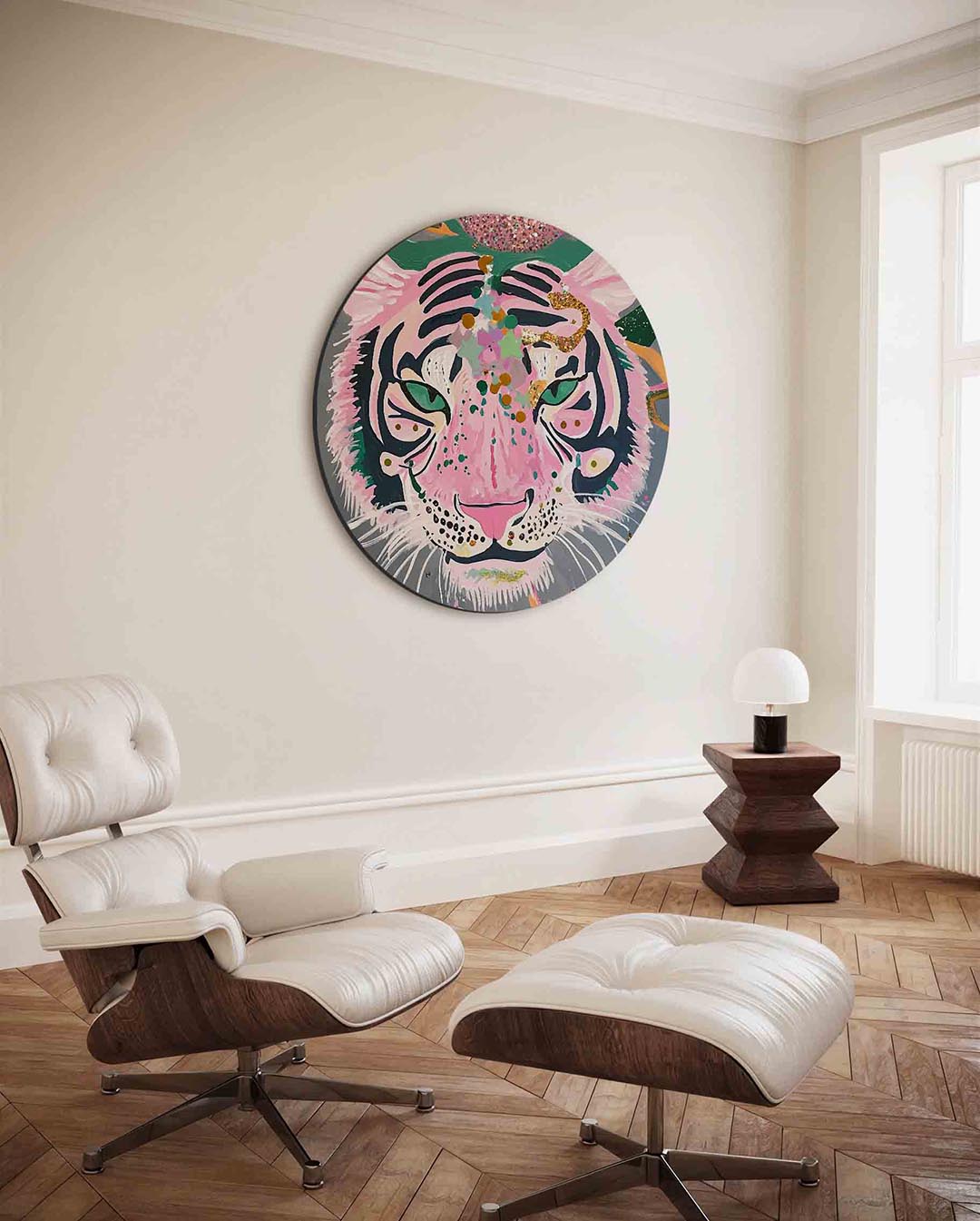 Roze tijger Muurcirkel
