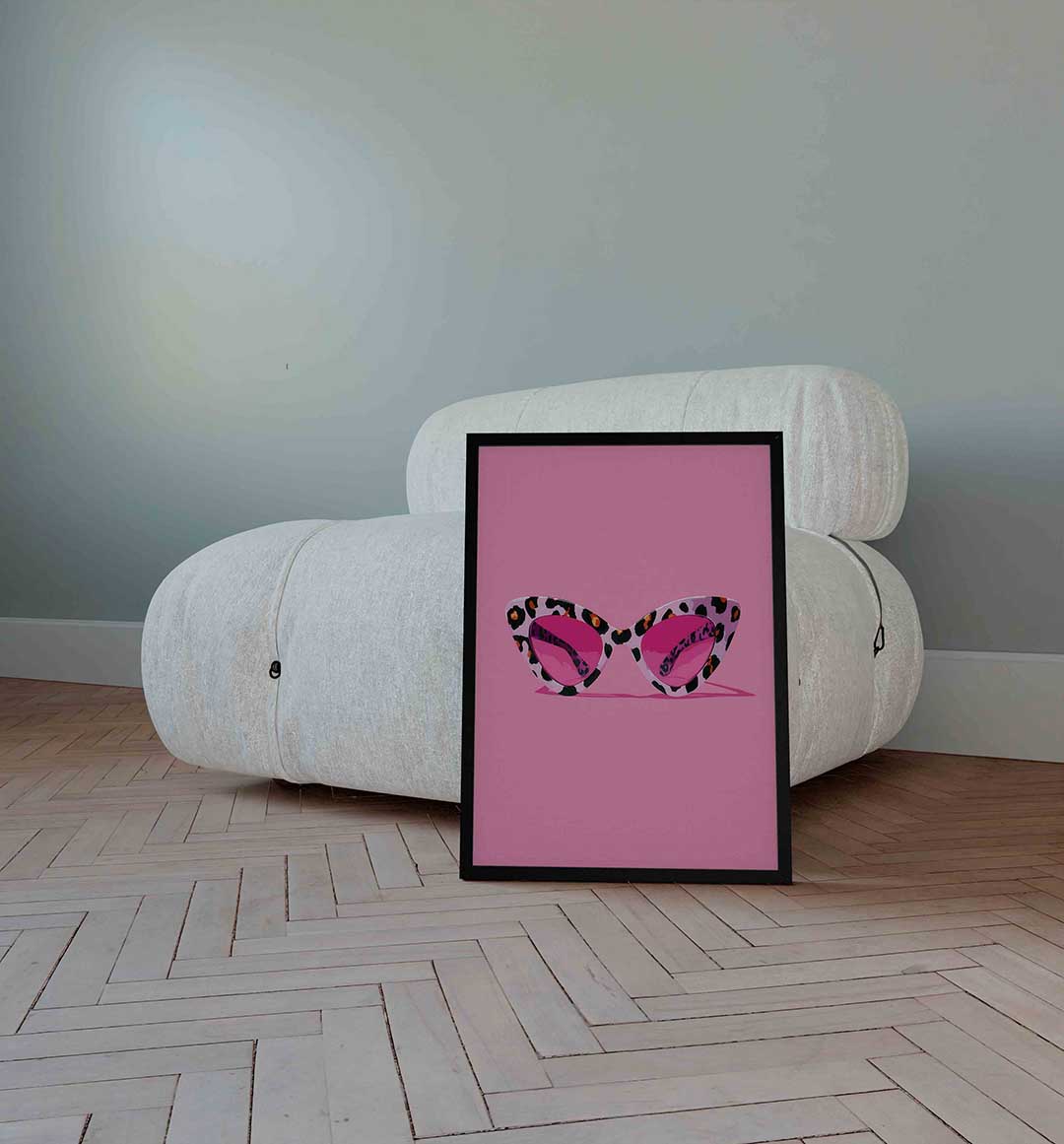 Zonnebril met luipaardprint Poster