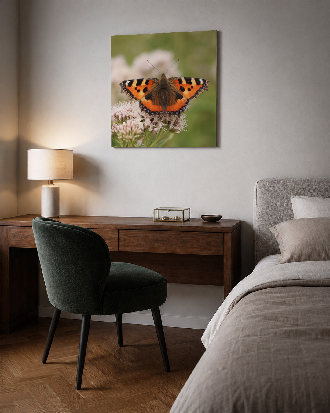 Vlinder op bloem Kunstwerk