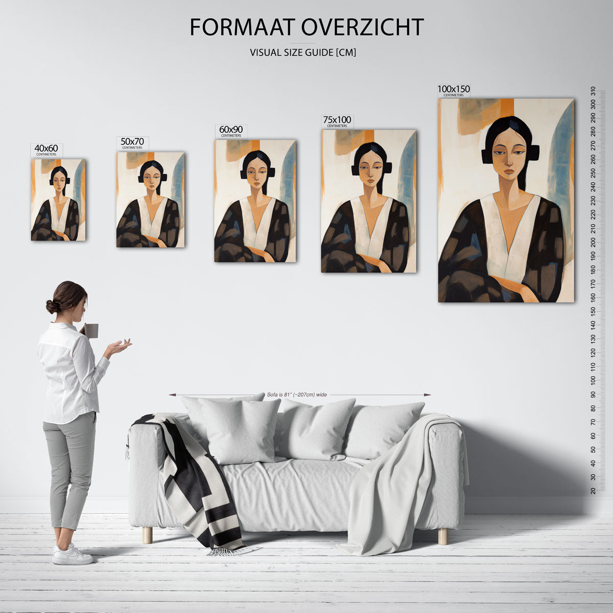 Gestileerd portret vrouw Kunstwerk