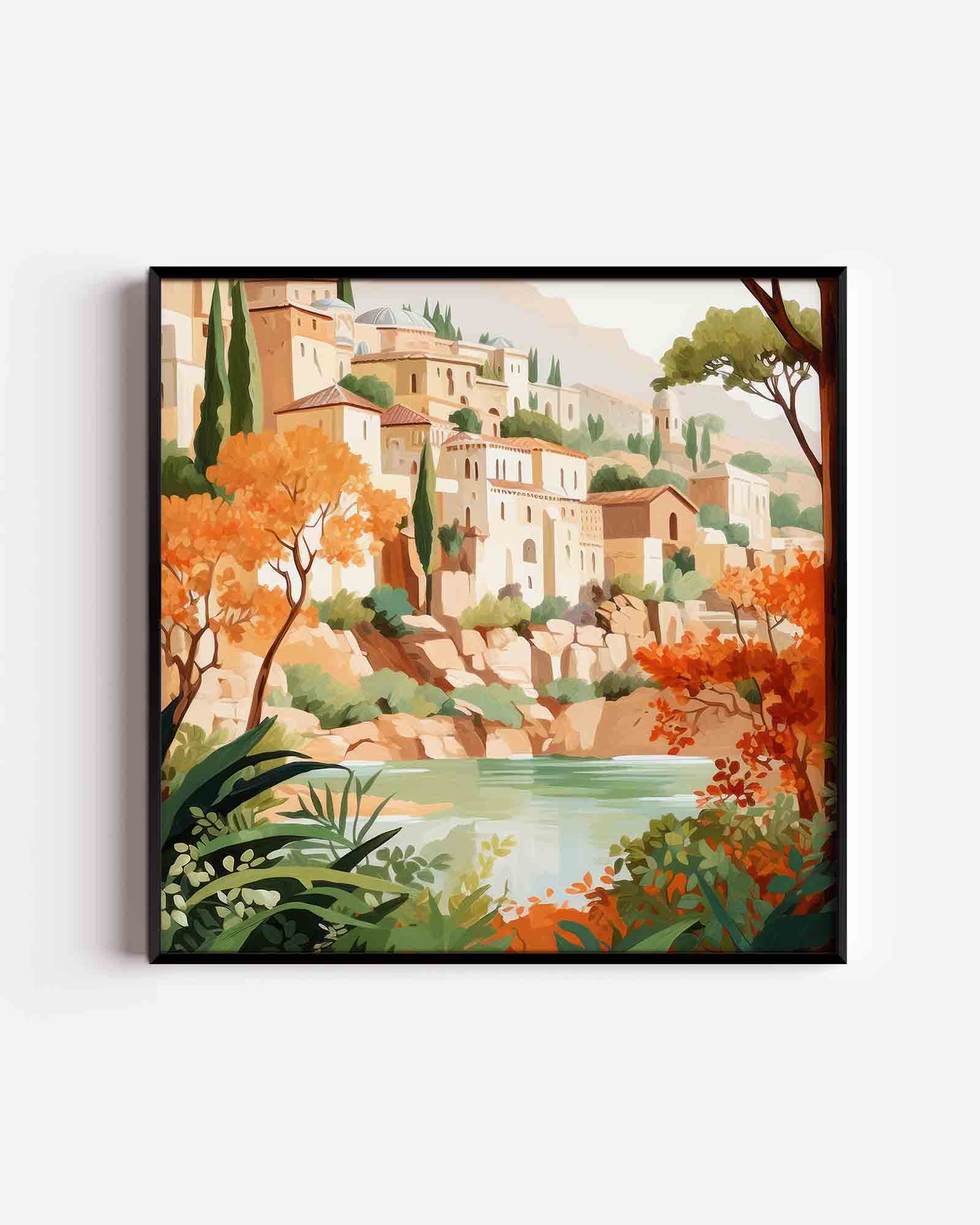 Mediterrane gebouwen Poster