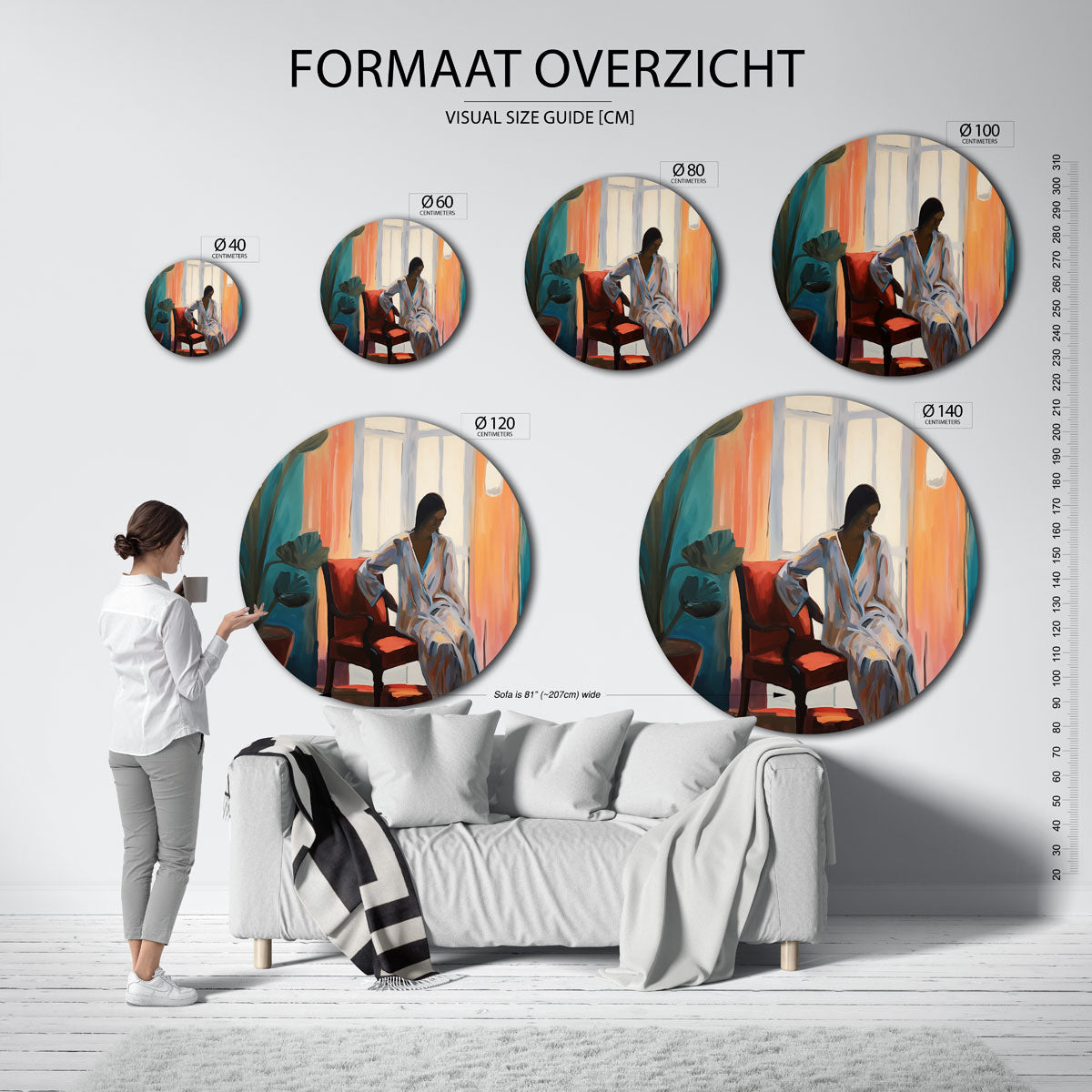Vrouw in stoel Muurcirkel