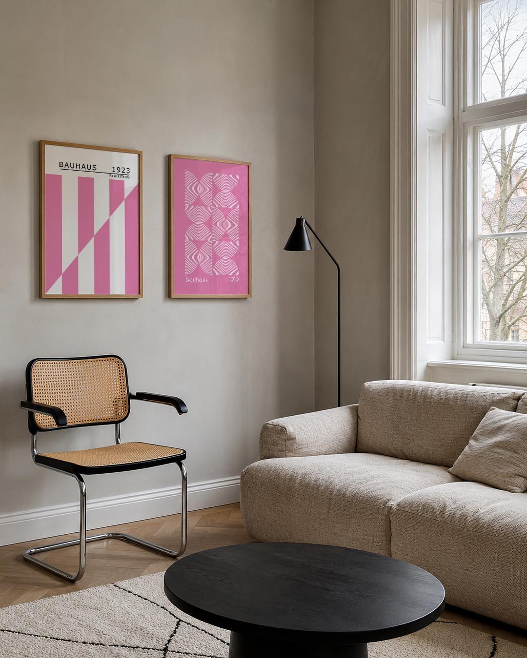 Roze lijnenspel Posterset