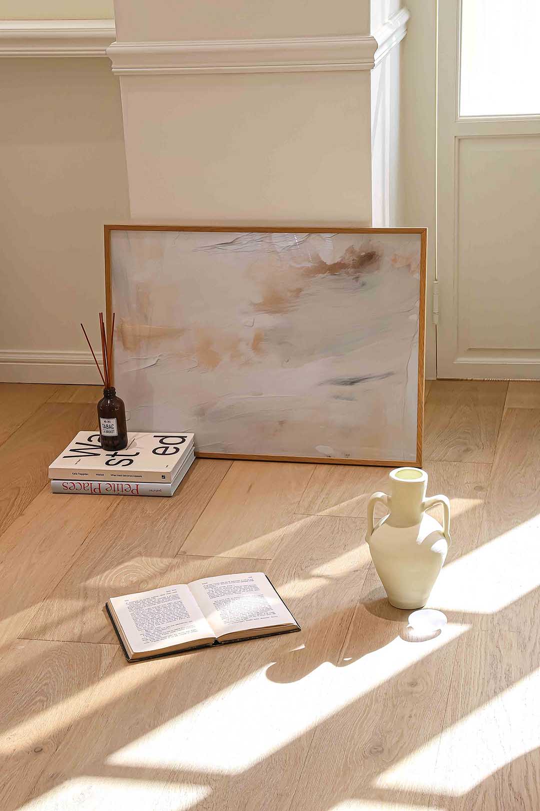 Abstracte beige en witte Poster