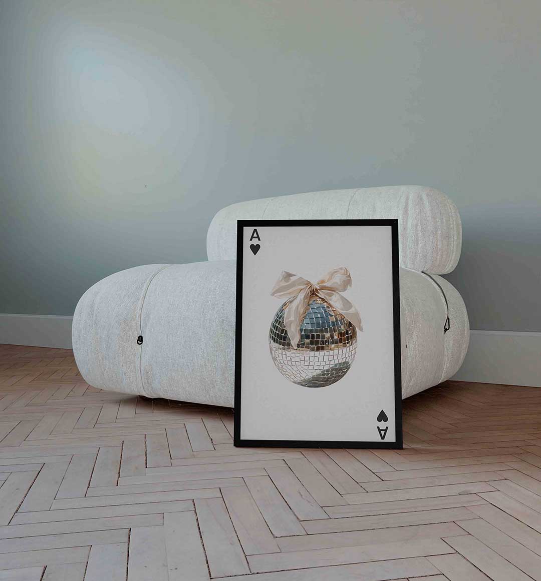 Spiegelbol met strik Poster