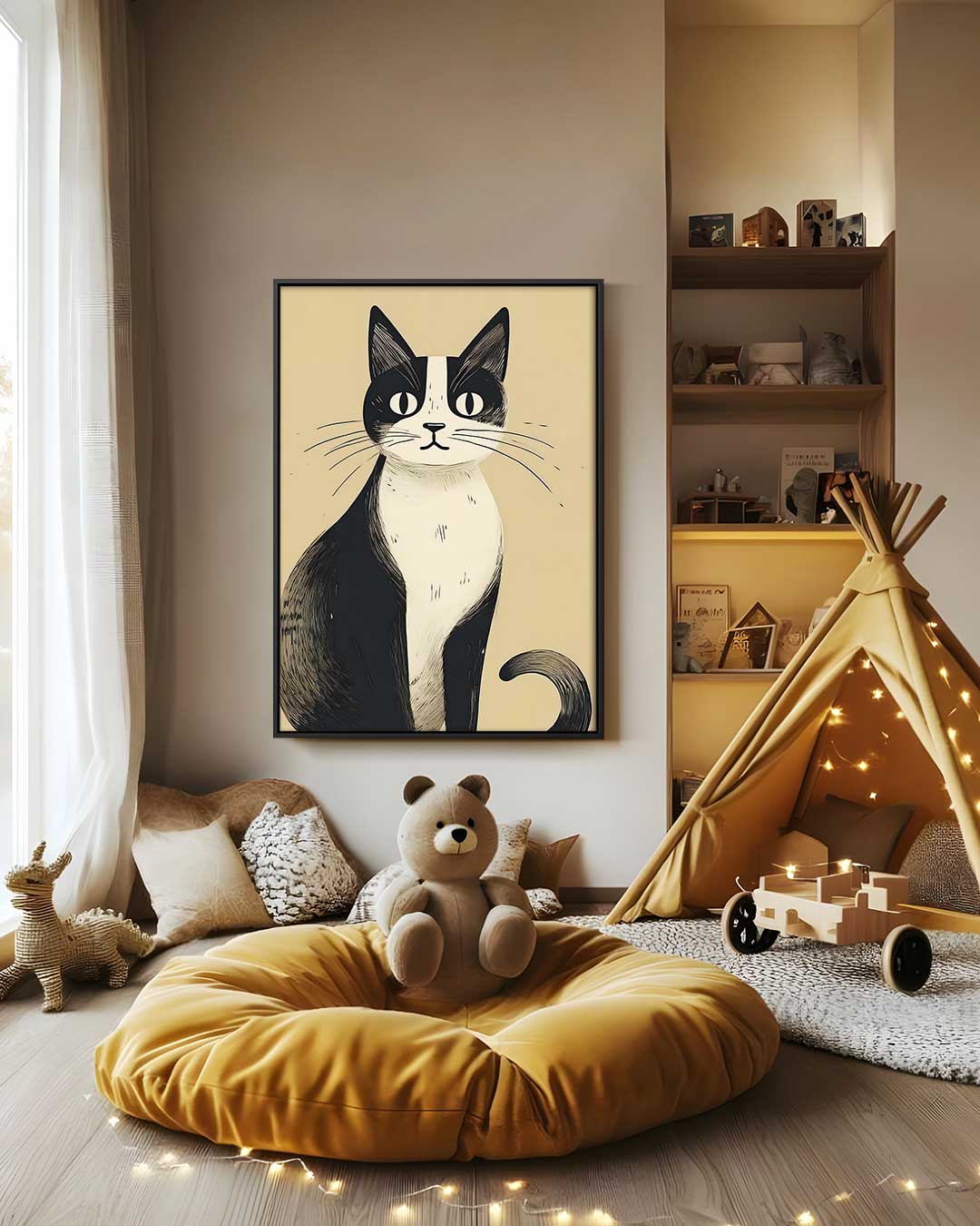 Timeless Cat on Wallpaper Artwork
