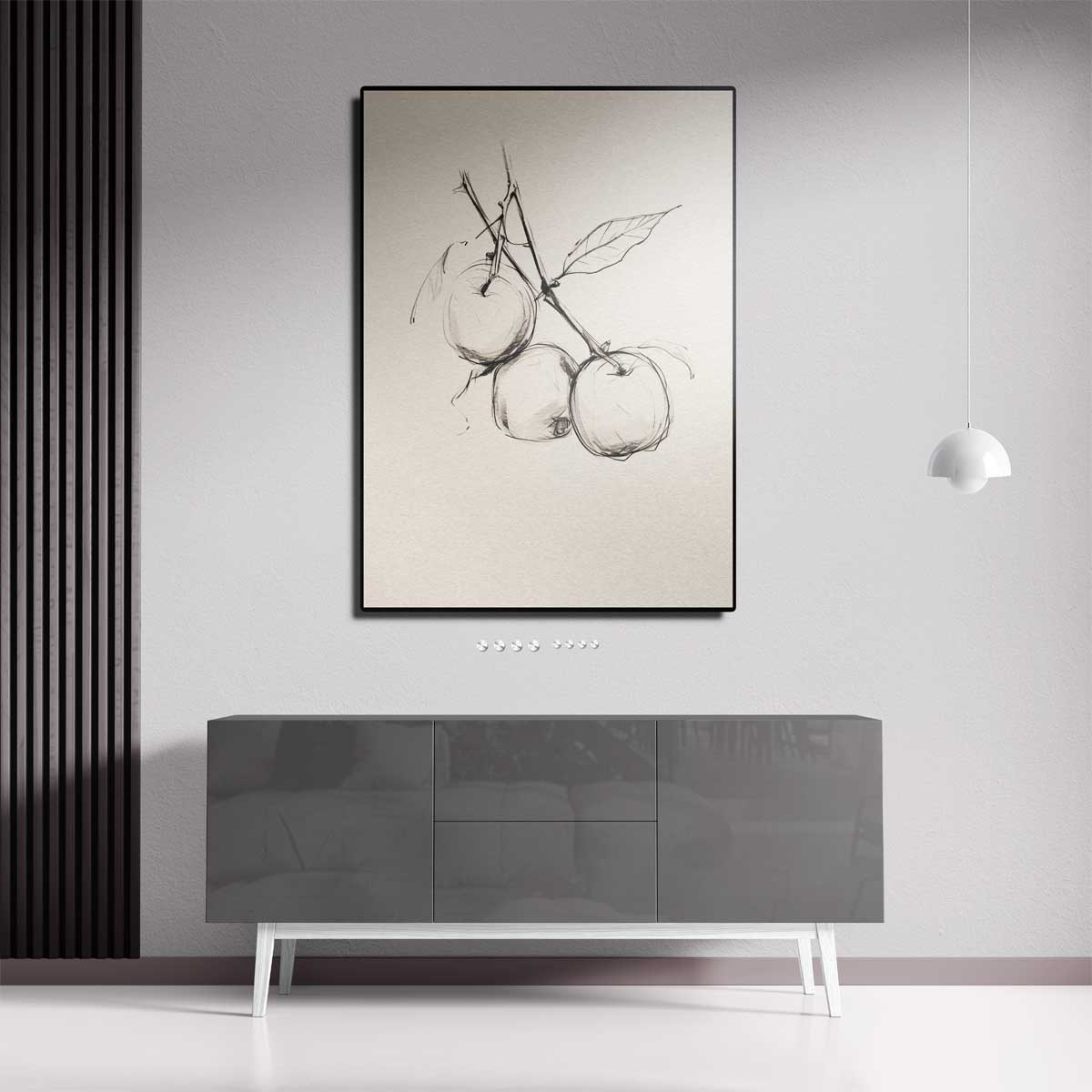 Subtiele Potloodschets van Appeltak Kunstwerk-canvas-dibond-plexiglas-wanddecoratie-WallArtistic