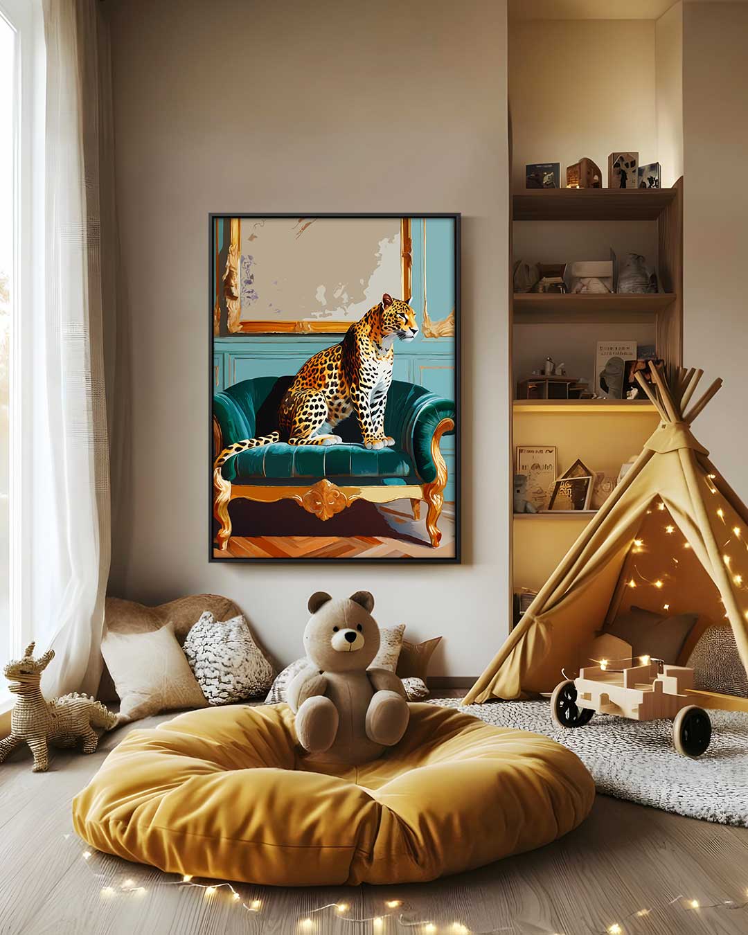 Luxurious Leopard on Chic Sofa Artwork