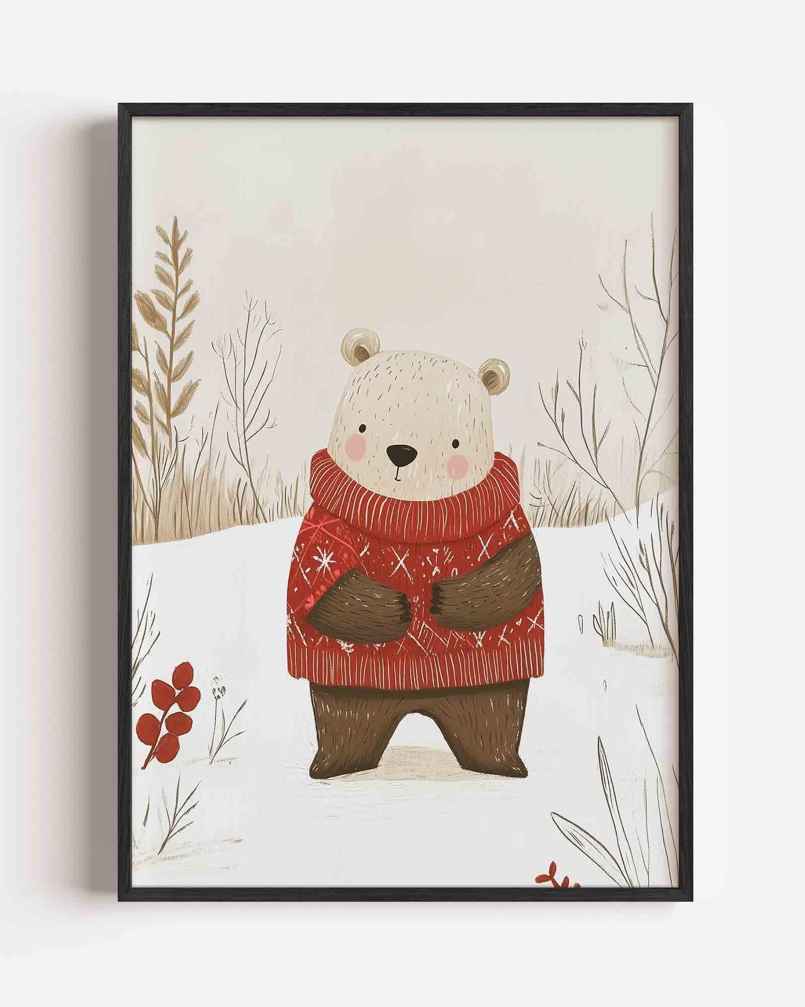 Beer met rode trui Poster