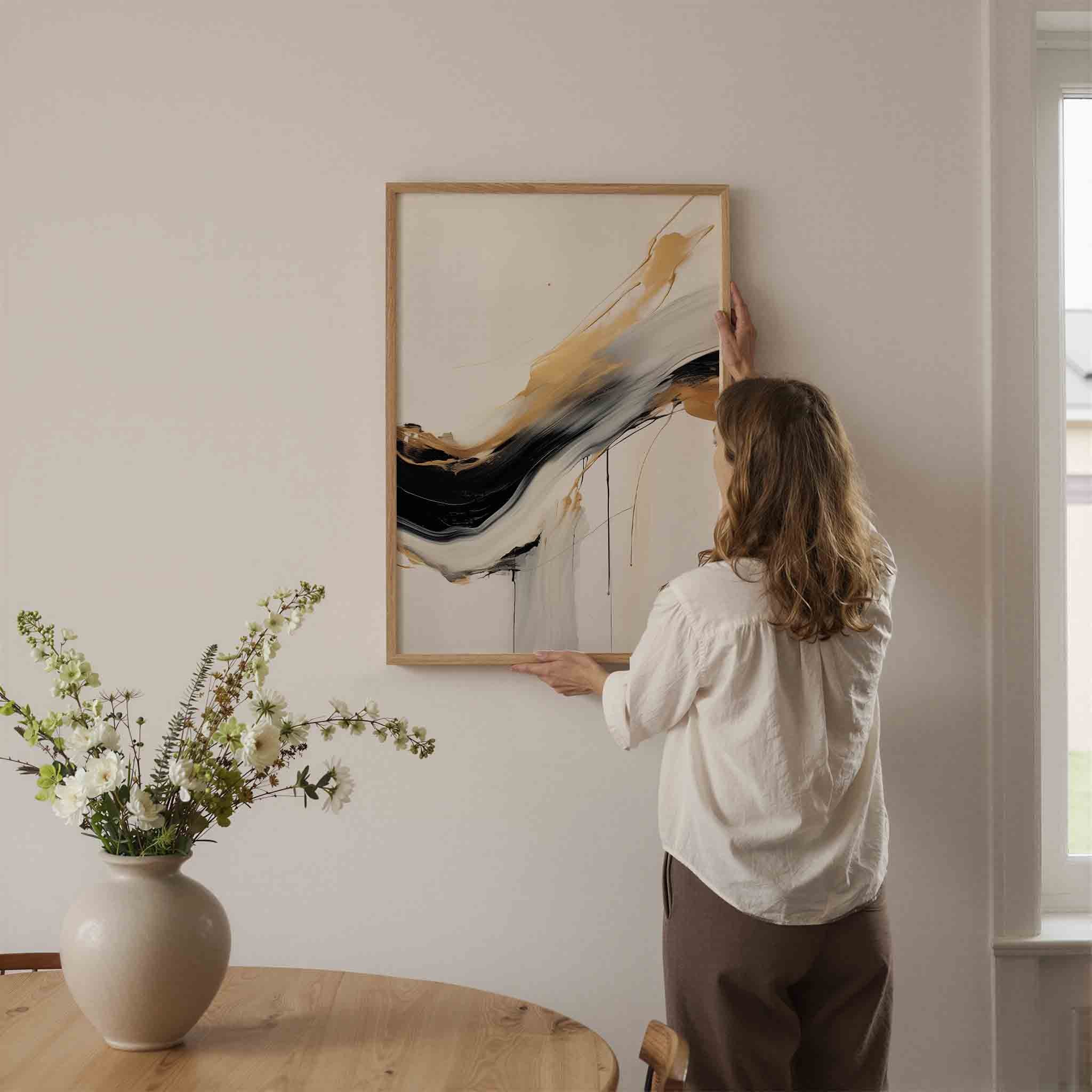 Gouden en zwarte stroom Poster