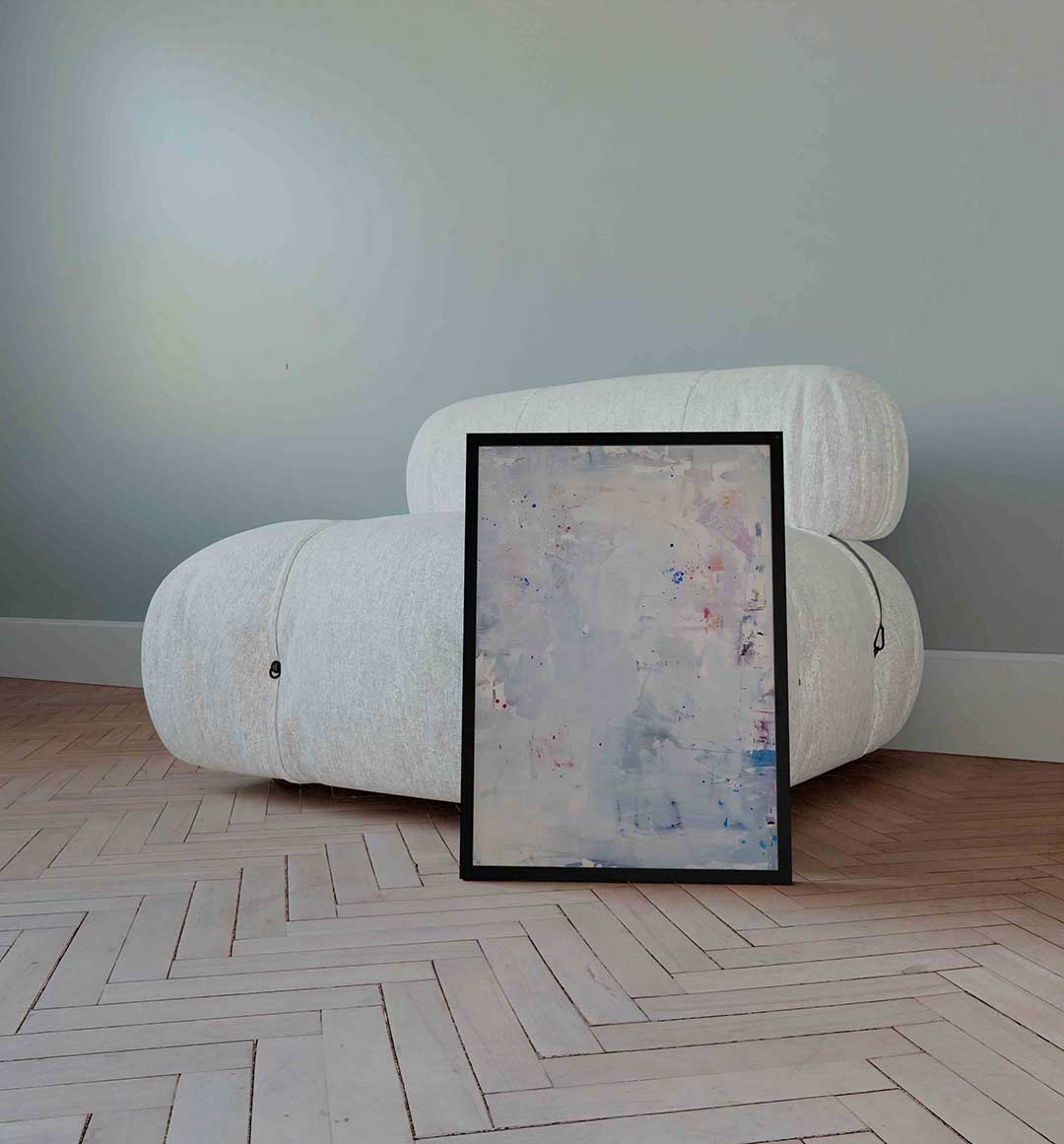 Abstracte blauwe en witte Poster