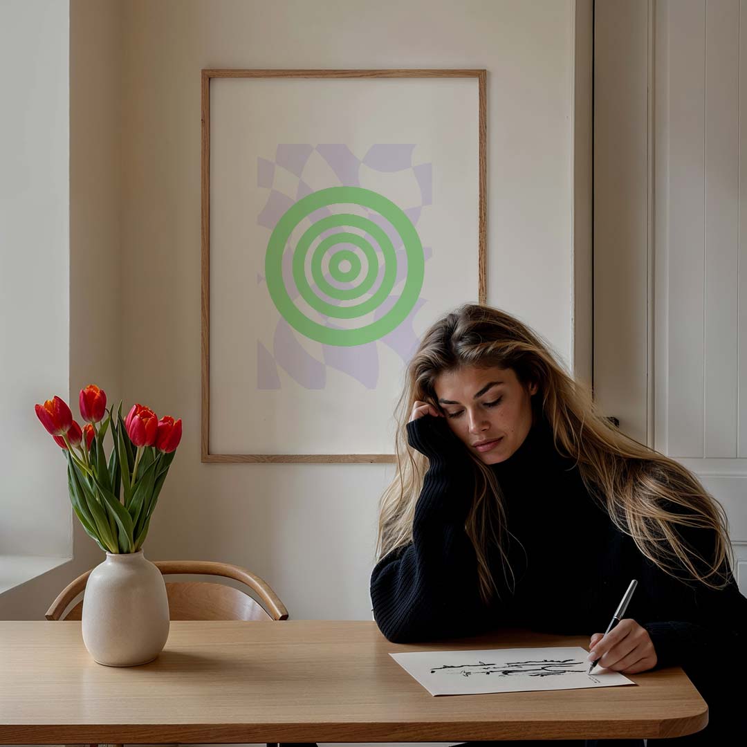 Vrolijke Groene Cirkel Poster-WallArtistic