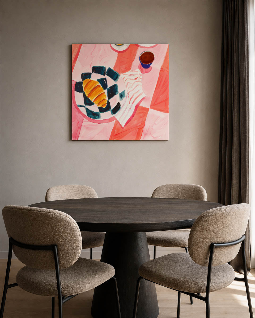 Vrolijk ontbijt tafereel Kunstwerk
