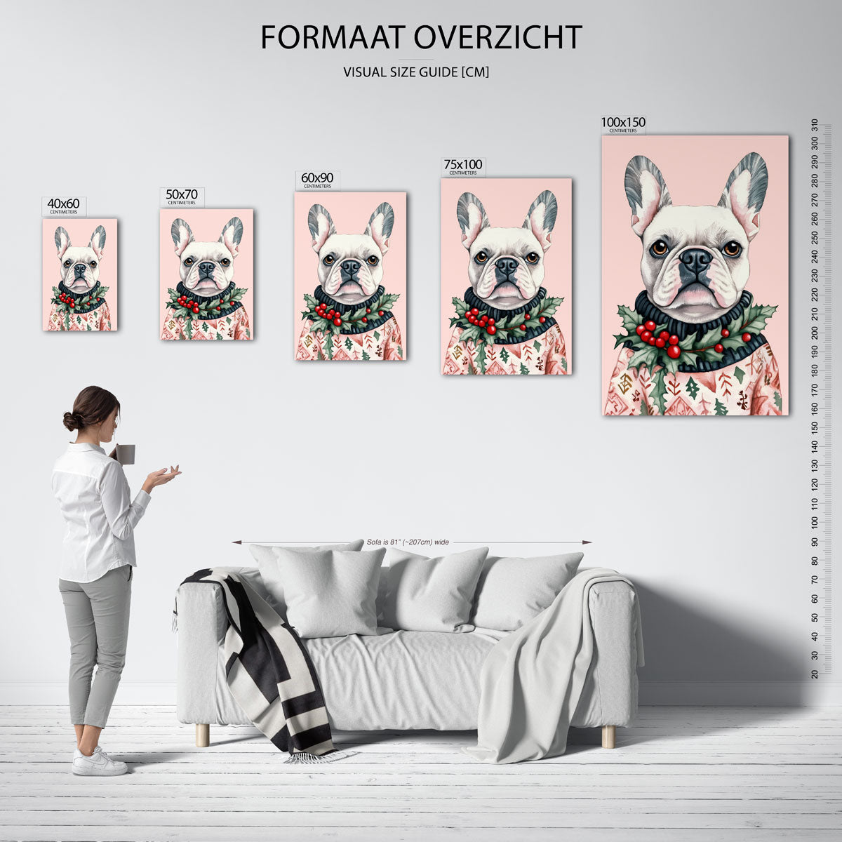 Hond met kersttrui Kunstwerk