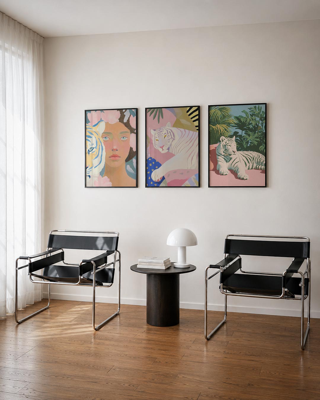 Tijger en bloemen Posterset