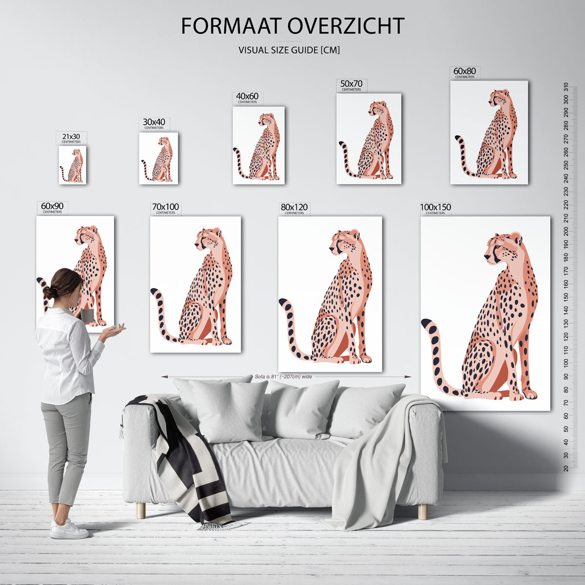 Zittende cheetah Poster