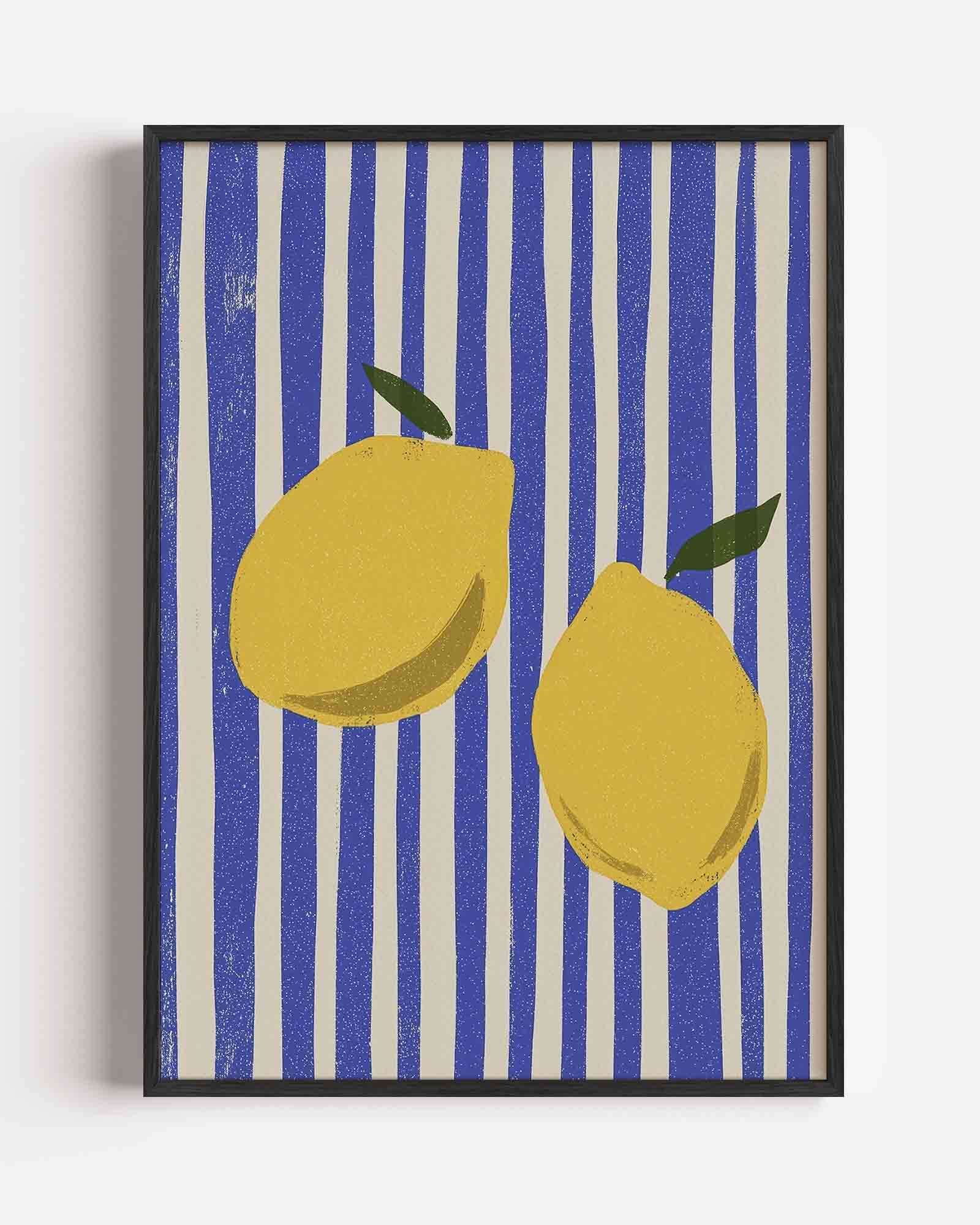 Citroenen op gestreepte achtergrond Poster