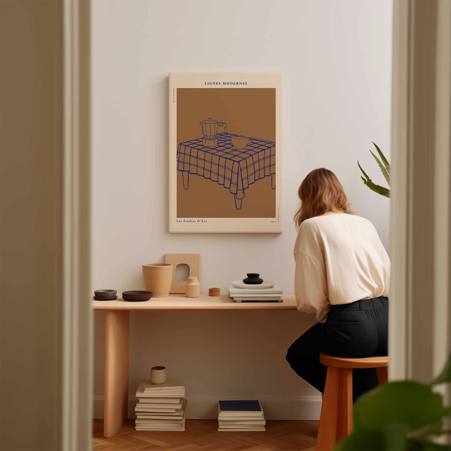 Lijnen en Koffie Kunstwerk-canvas-dibond-plexiglas-wanddecoratie-WallArtistic