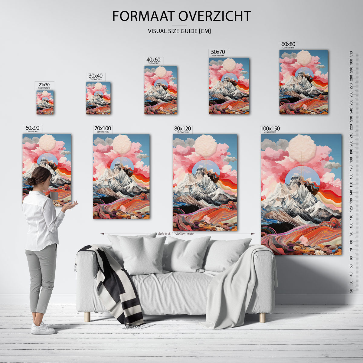 Berglandschap met kleurrijke wolken Poster