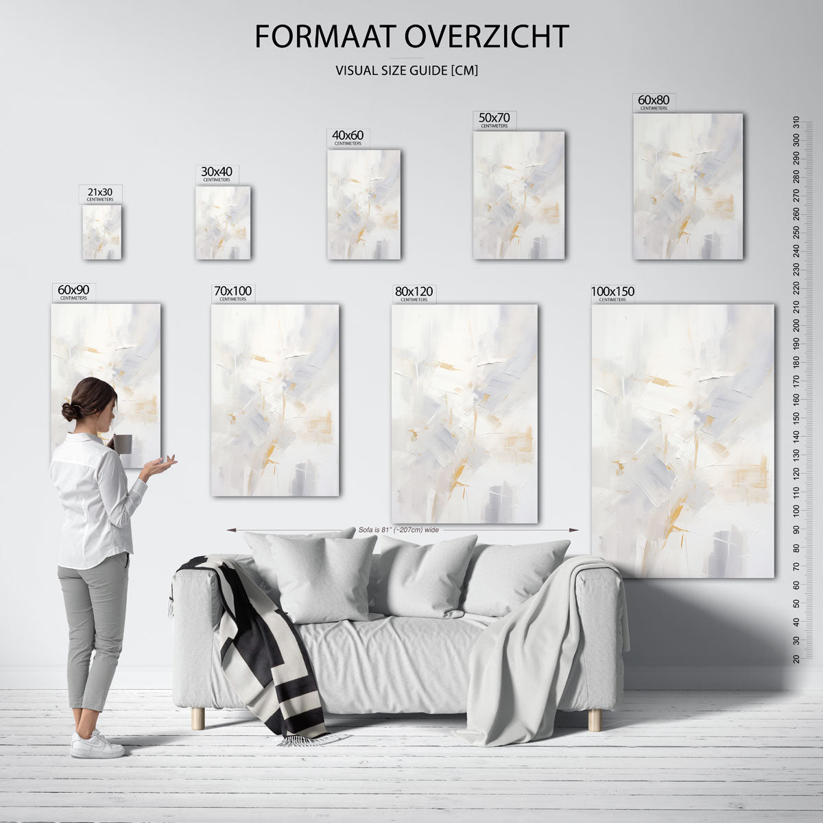 Abstracte beige en witte Poster