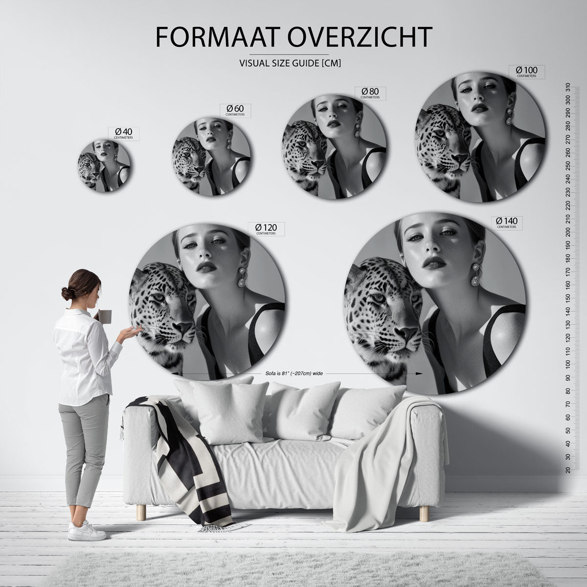 Vrouw en luipaard Muurcirkel
