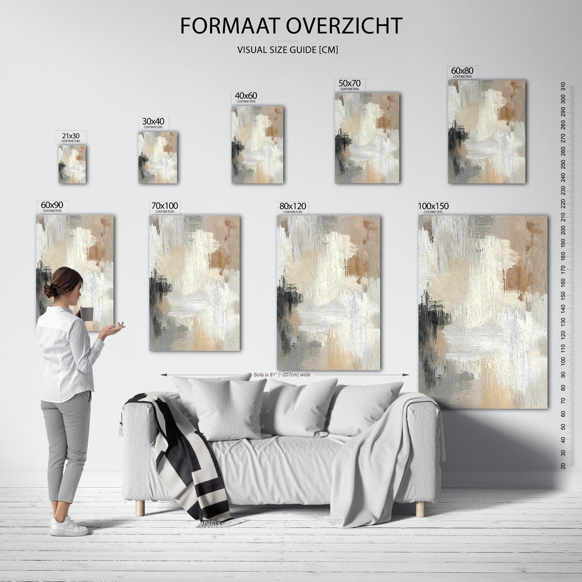 Abstracte beige en grijze Poster