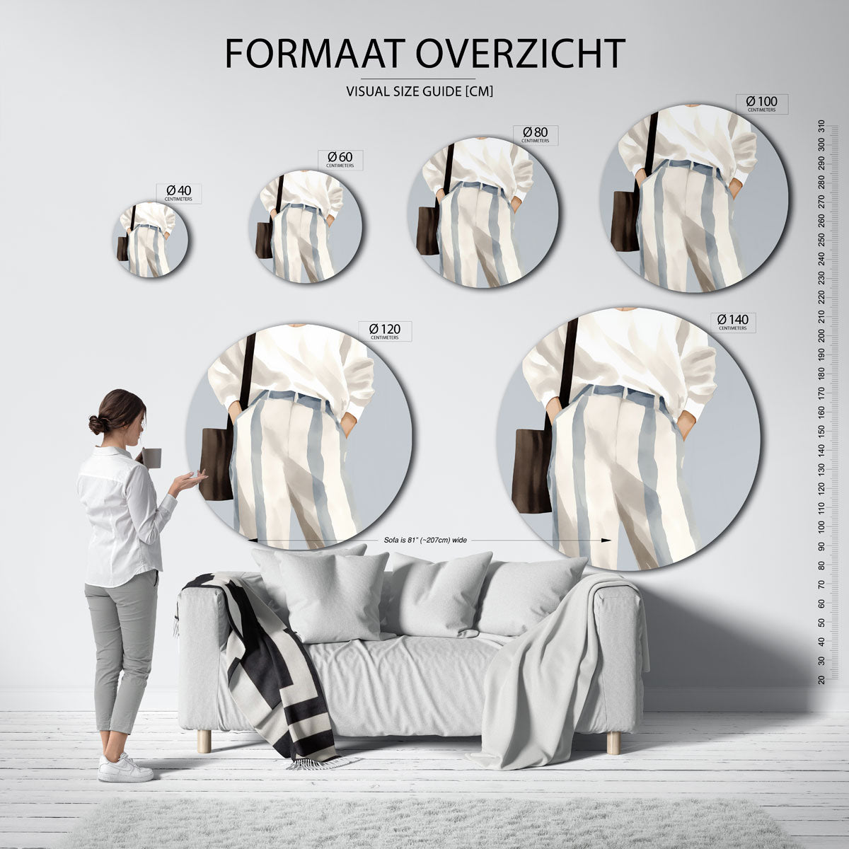 Gestreepte broek en tas Muurcirkel