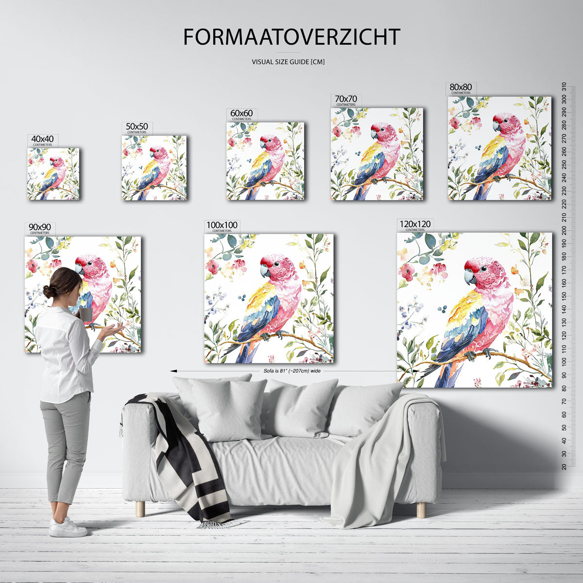 Papegaai en bloemen Poster