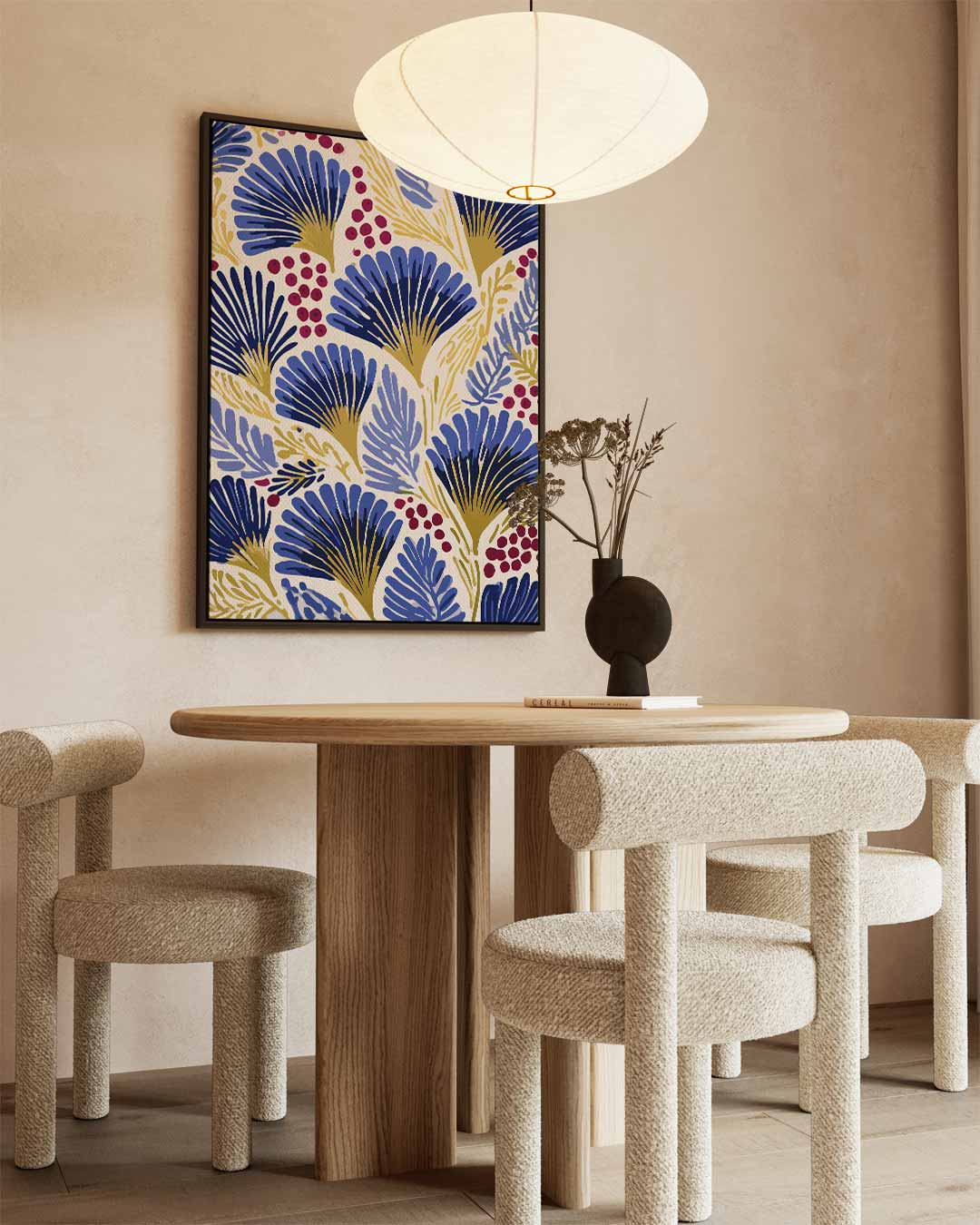 Blauwe Botanische Vibes Kunstwerk-canvas-dibond-plexiglas-wanddecoratie-WallArtistic