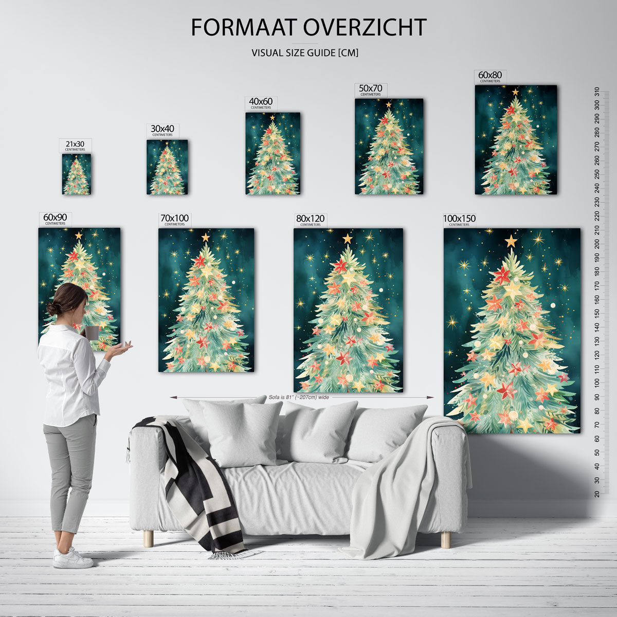 Kerstboom met sterren Poster